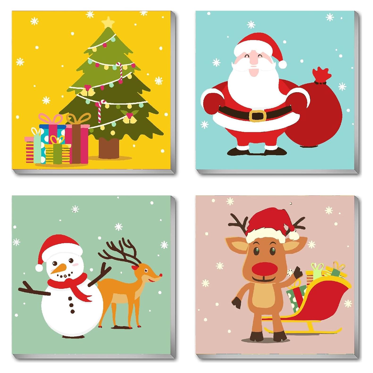 Kit de Pintura por Números Navidad Clendo 4 Paquetes 20.32cm