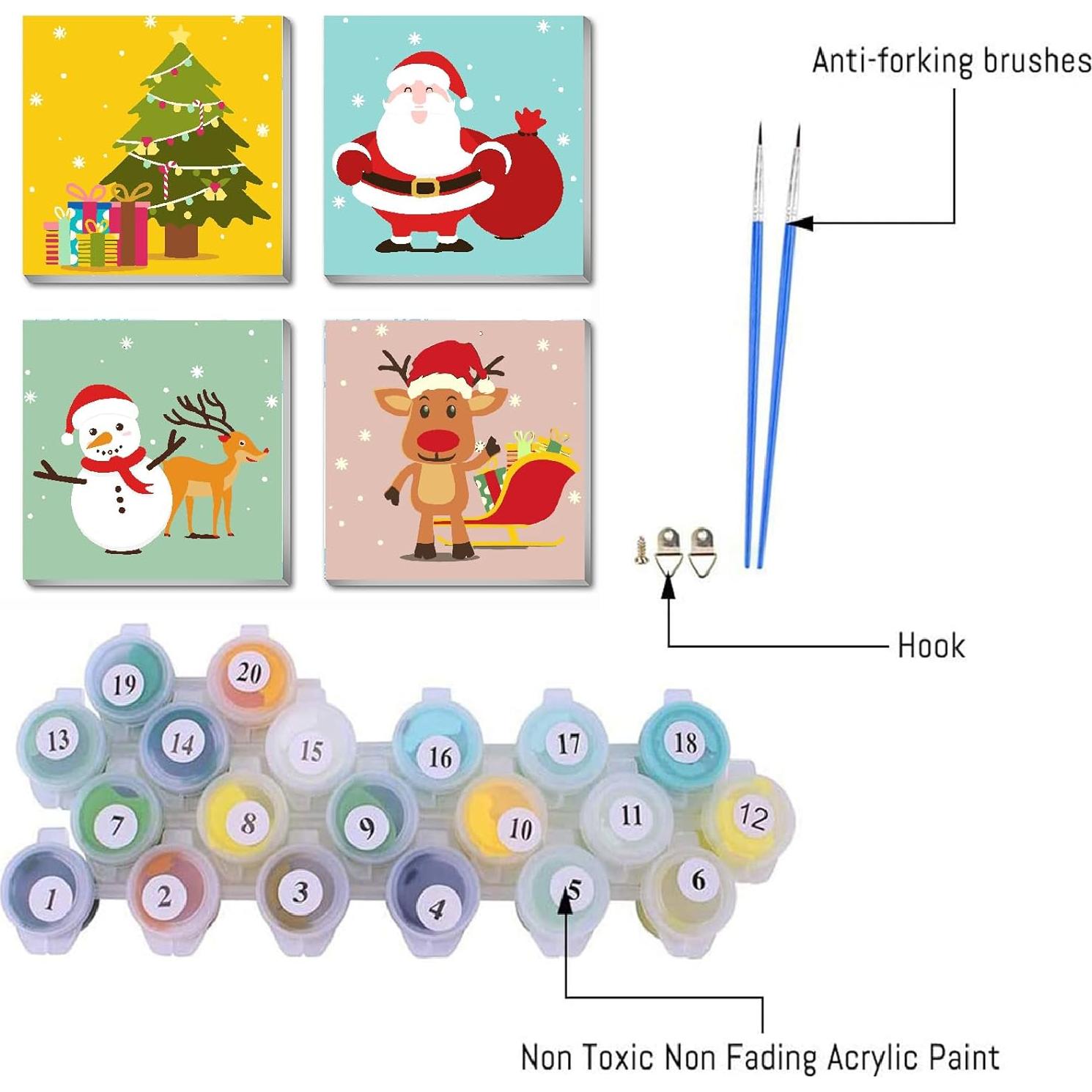 Kit de Pintura por Números Navidad Clendo 4 Paquetes 20.32cm