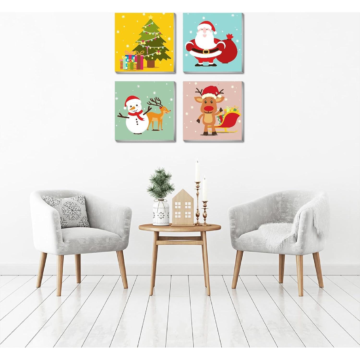 Kit de Pintura por Números Navidad Clendo 4 Paquetes 20.32cm