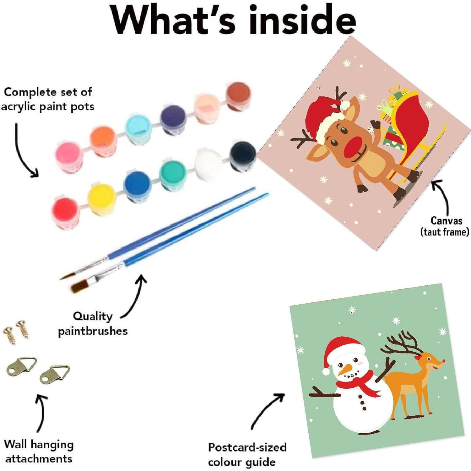 Kit de Pintura por Números Navidad Clendo 4 Paquetes 20.32cm