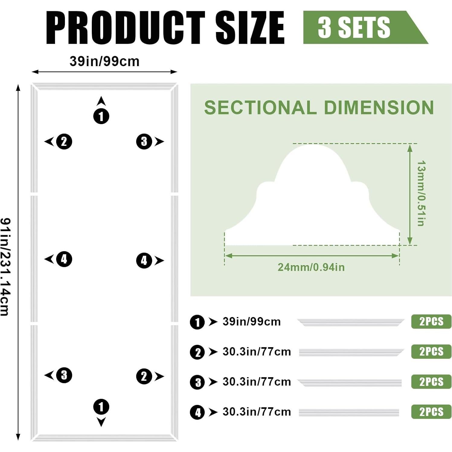 Kit de Moldura de Pared Colingmill 3 Paneles Autoadhesivos Blanco 99x231 cm