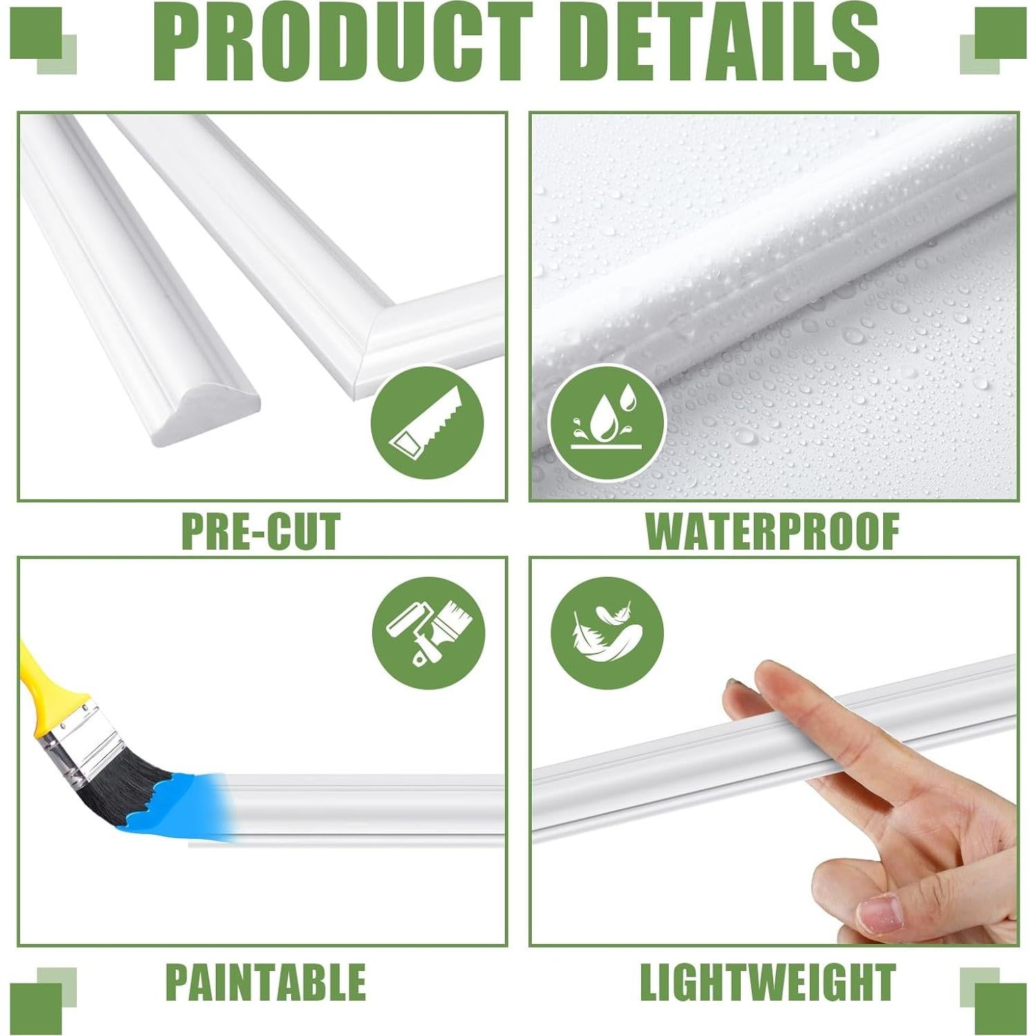 Kit de Moldura de Pared Colingmill 3 Paneles Autoadhesivos Blanco 99x231 cm