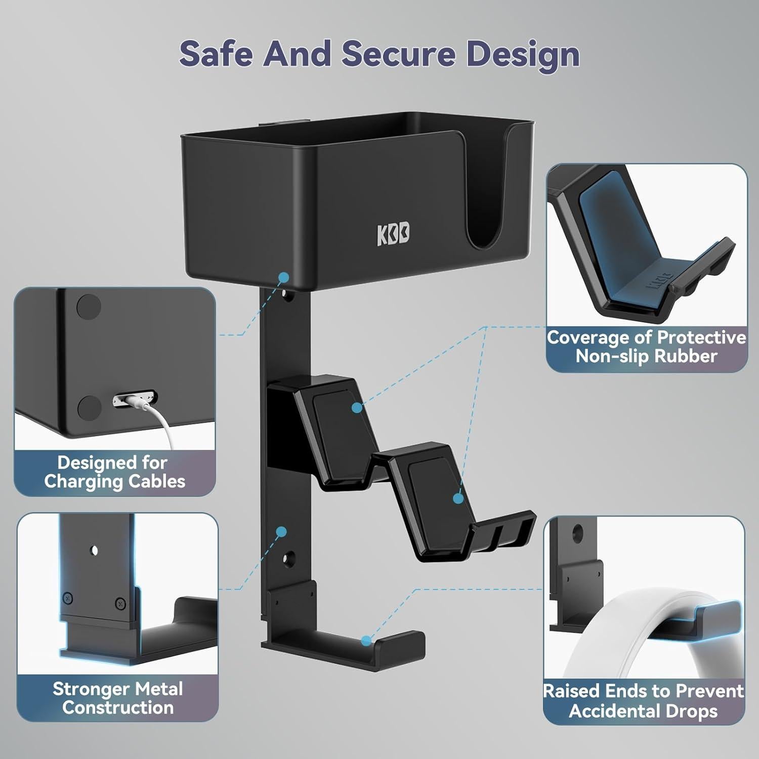 Soporte para Auriculares KDD 4 en 1 con Almacenamiento