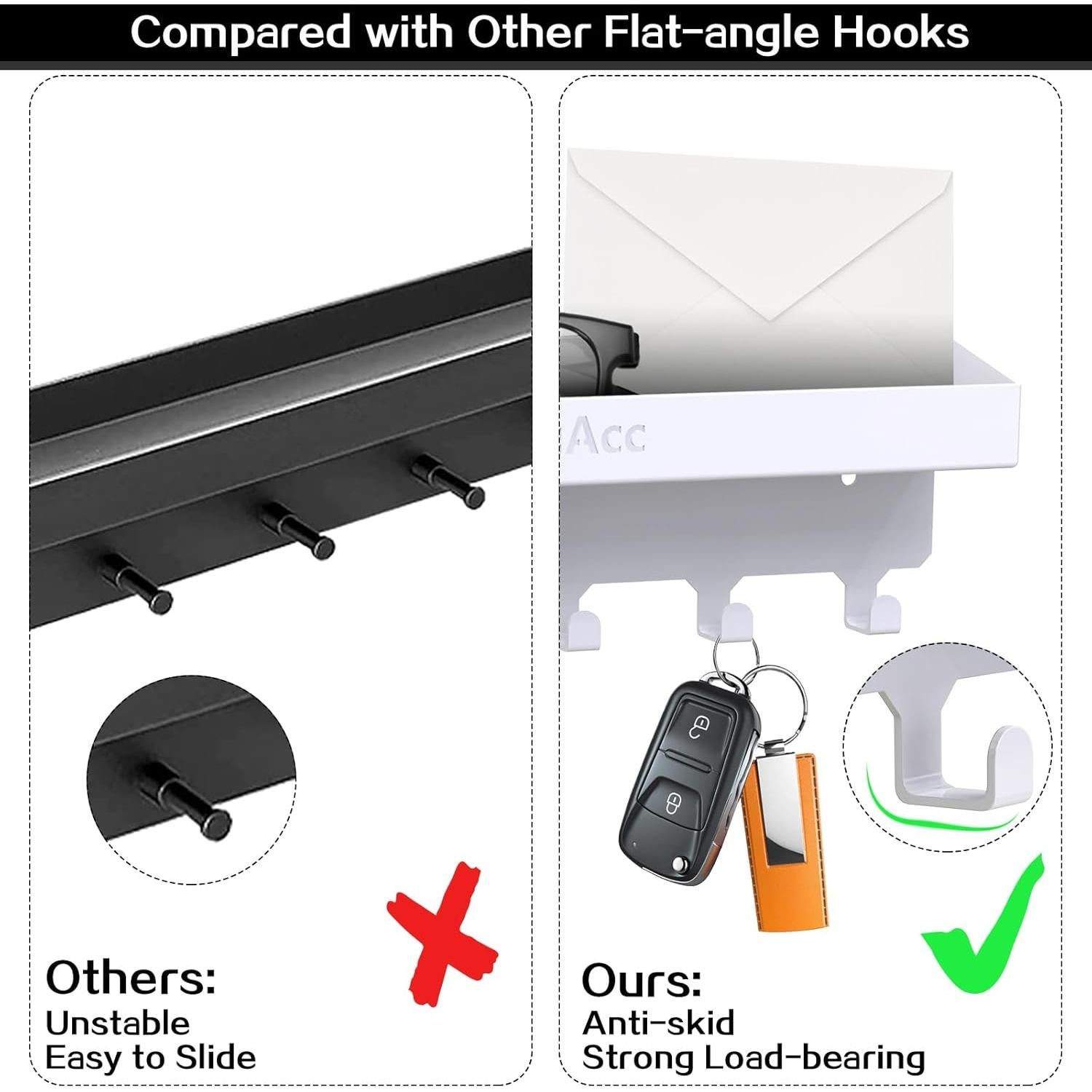 Soporte de Llaves KingAcc Blanco con Bandeja y 6 Ganchos