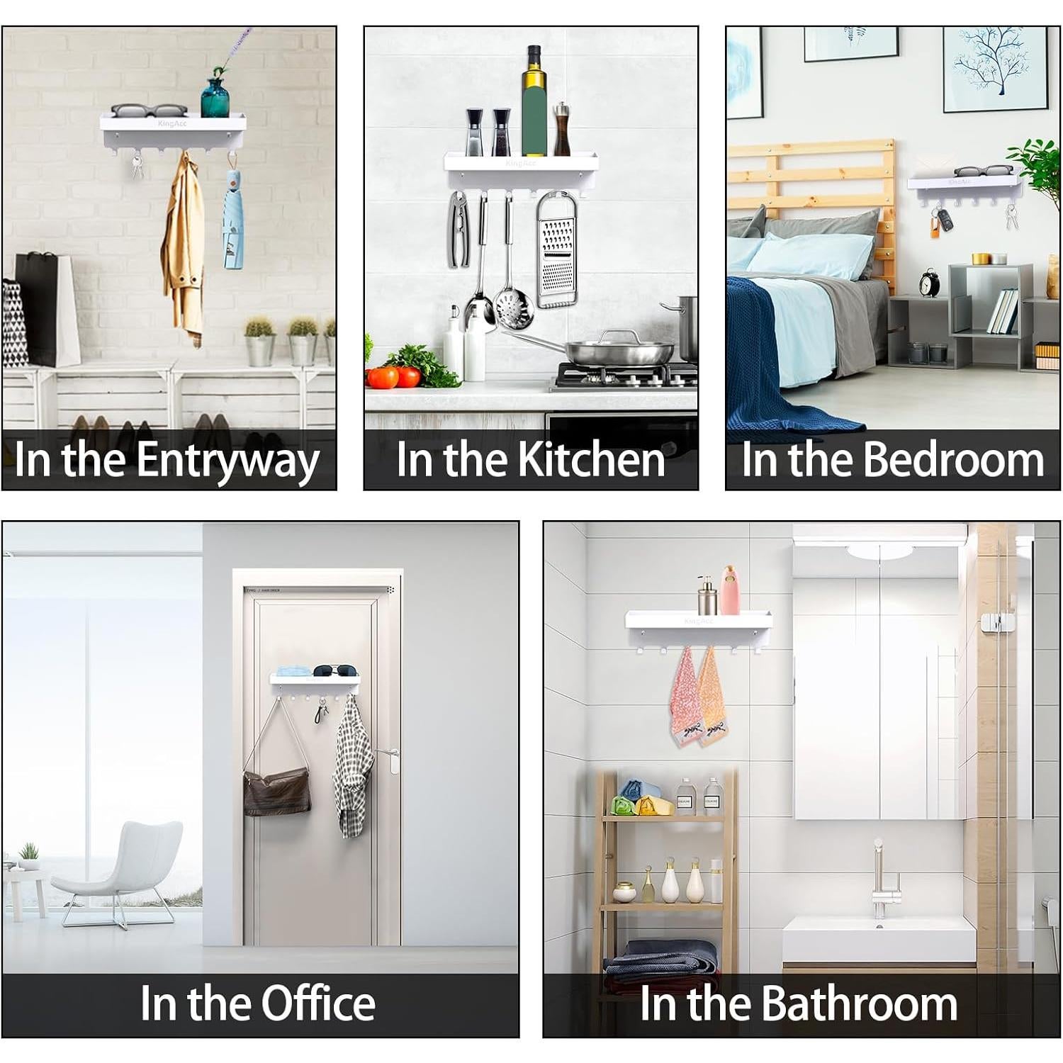 Soporte de Llaves KingAcc Blanco con Bandeja y 6 Ganchos