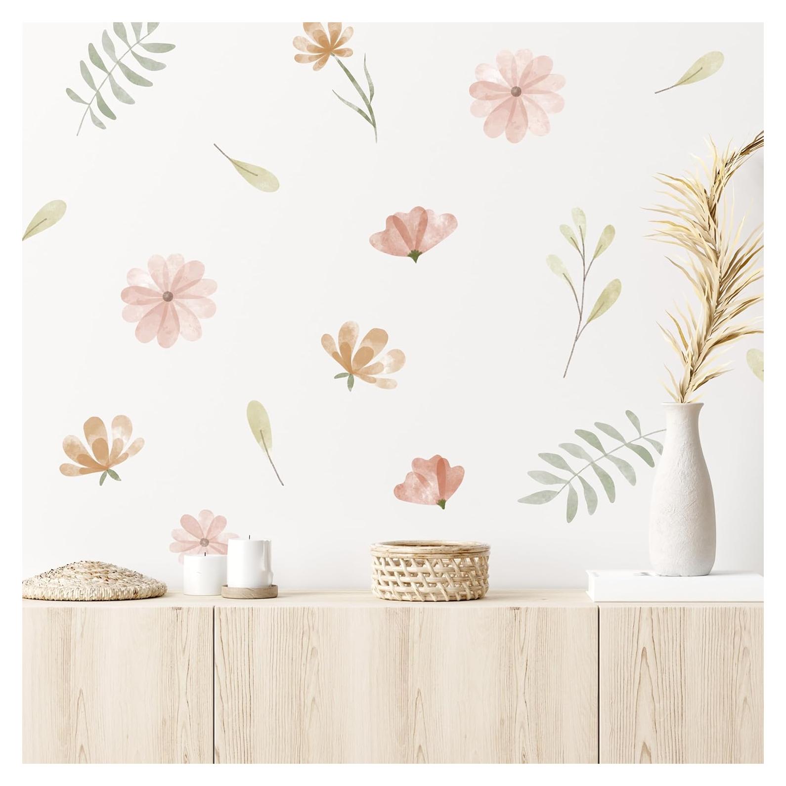 Calcomanías de Pared Flores Boho Acuareladas WALL PALZ - 16 Piezas