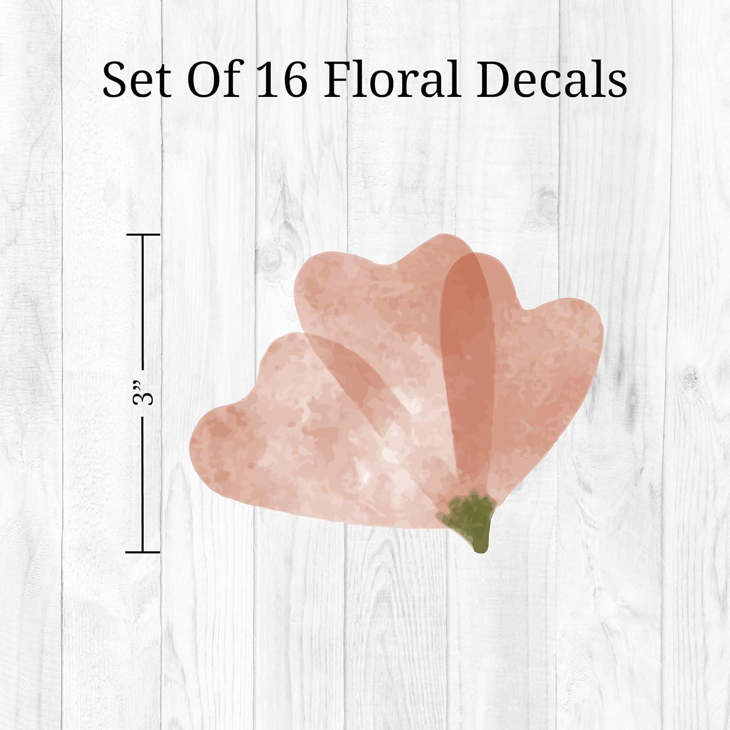 Calcomanías de Pared Flores Boho Acuareladas WALL PALZ - 16 Piezas