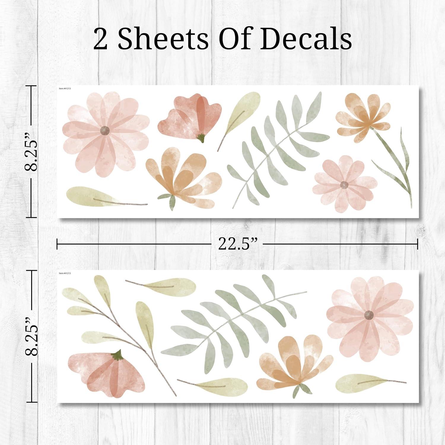 Calcomanías de Pared Flores Boho Acuareladas WALL PALZ - 16 Piezas