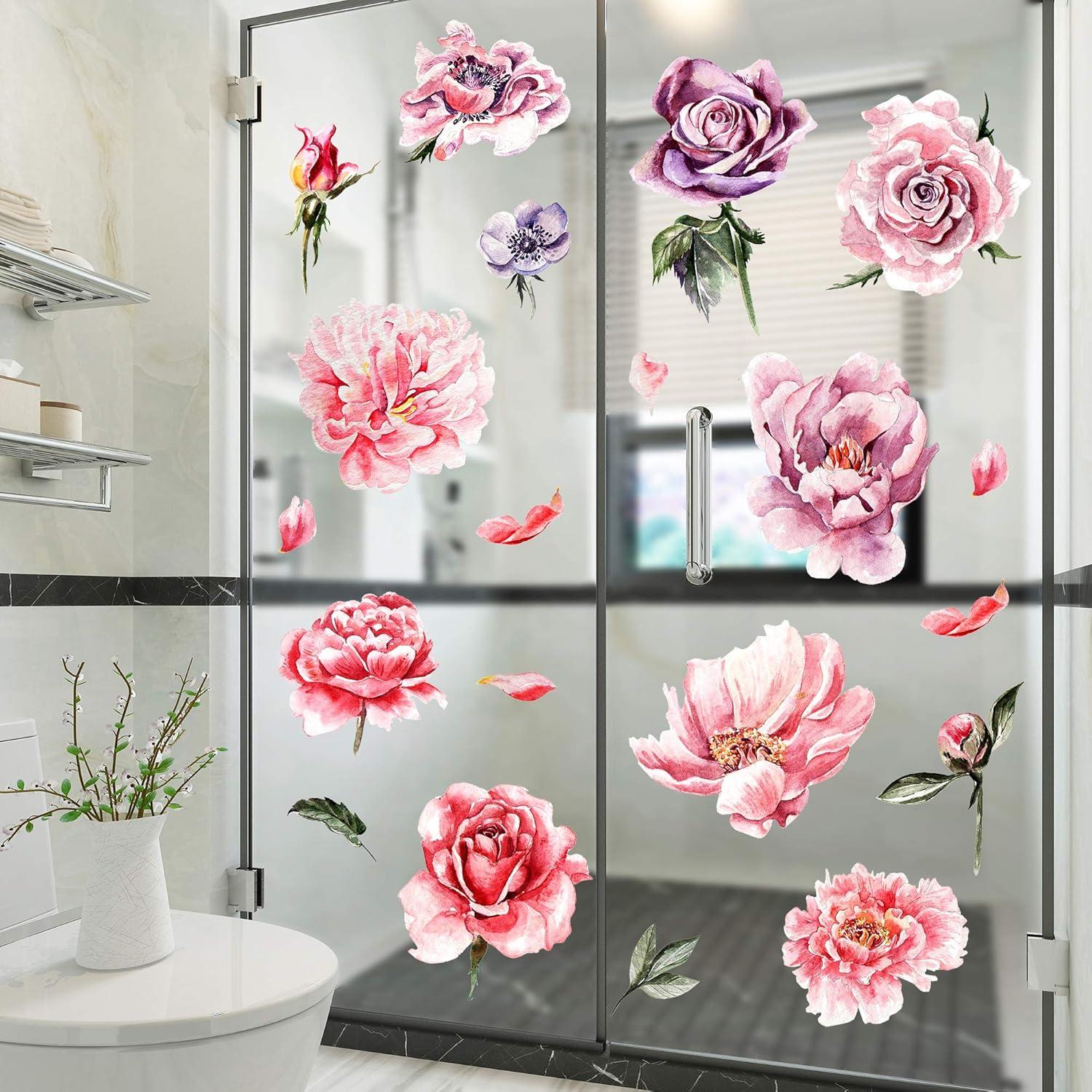 Calcomanía de Pared Floral Amaonm Peonía Rosa Verde 60x84cm