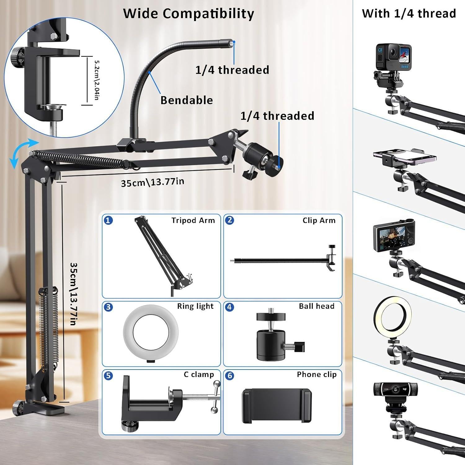 Soporte de Teléfono con Luz de Anillo Mionondi para Grabación