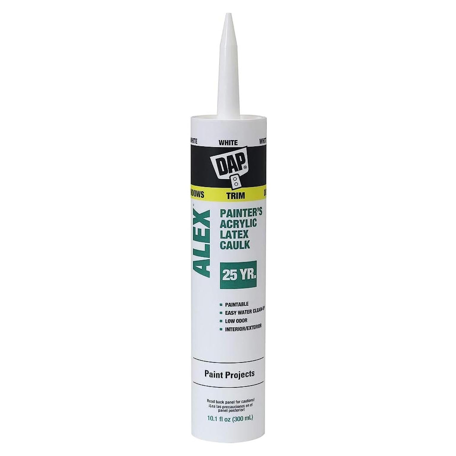 DAP Alex Painter's Acrylic Latex Caulk, White, 10.1 Oz (7079818670)