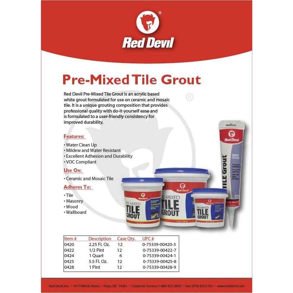 Lechada de Azulejos Pre-Mezclada Red Devil 236.6 ml Blanca