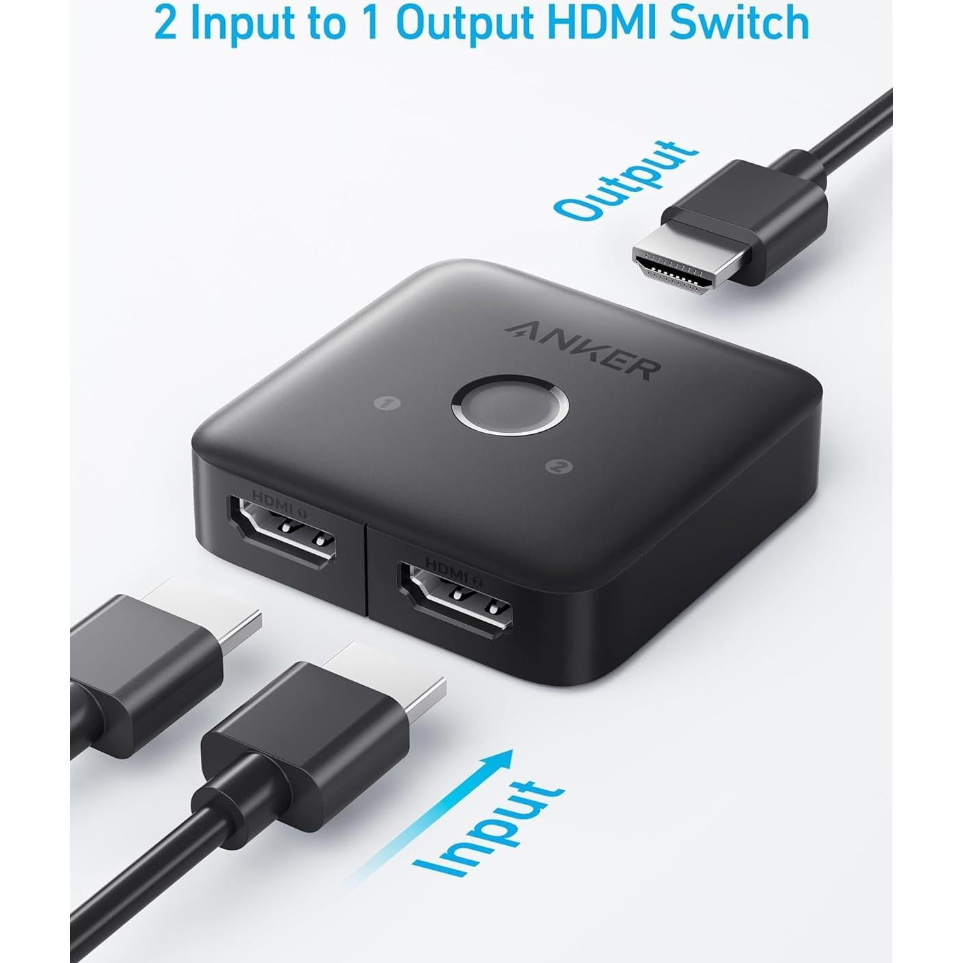 Interruptor HDMI Anker 4K 2 en 1 Soporta HDR y 3D