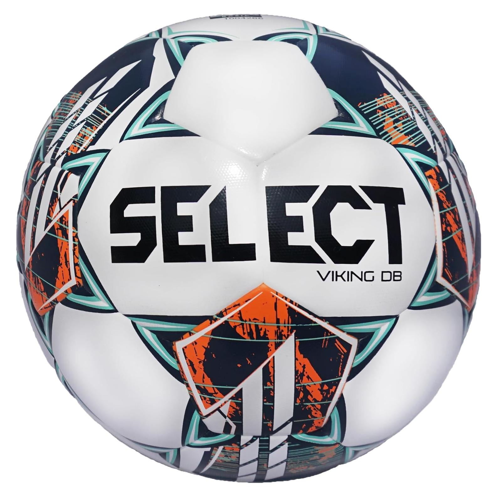 Balón de Fútbol Select DB Viking, Tamaño 5, Blanco/Teal/Naranja