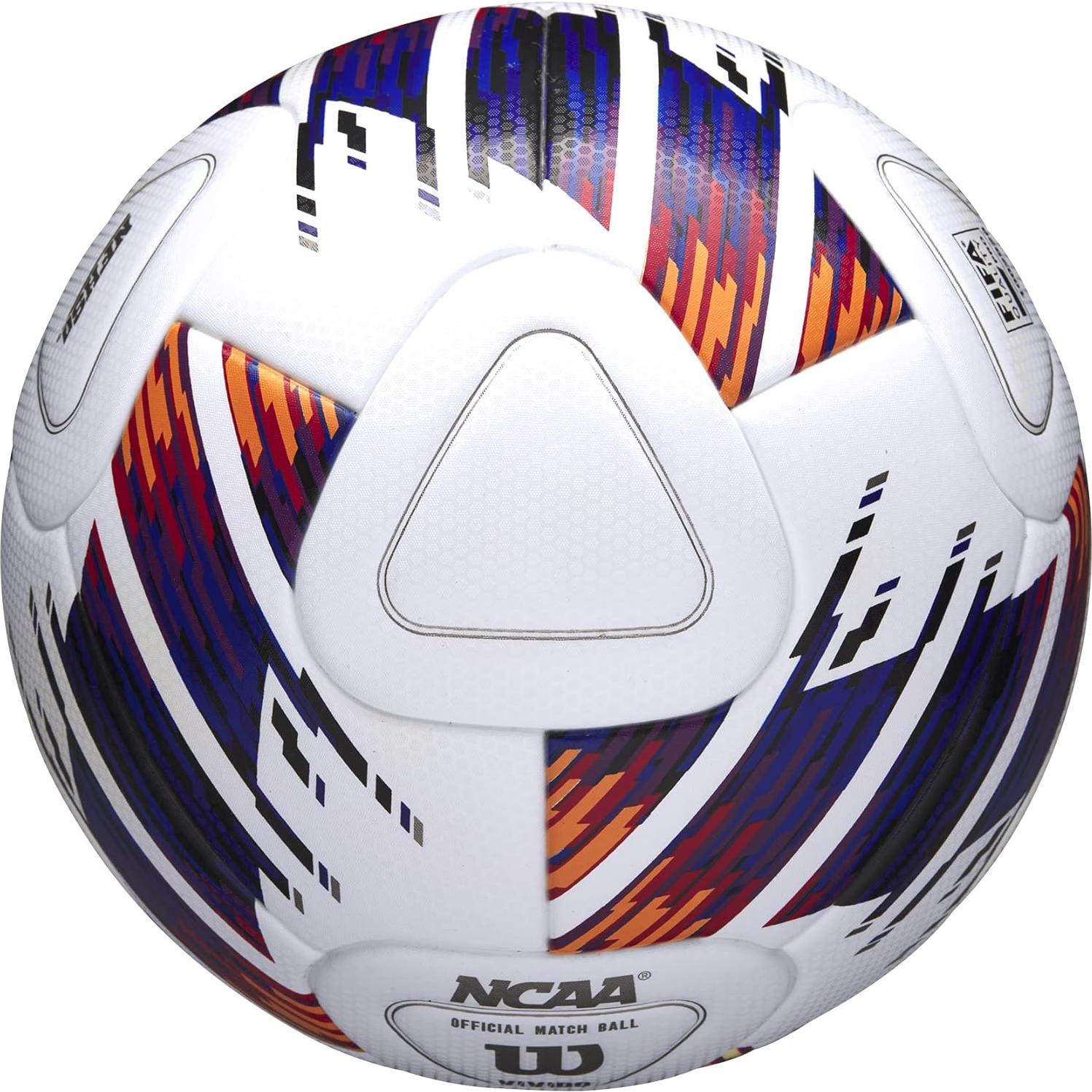 Balón de Fútbol Wilson NCAA Vivido Tamaño 5 Blanco/Naranja/Púrpura