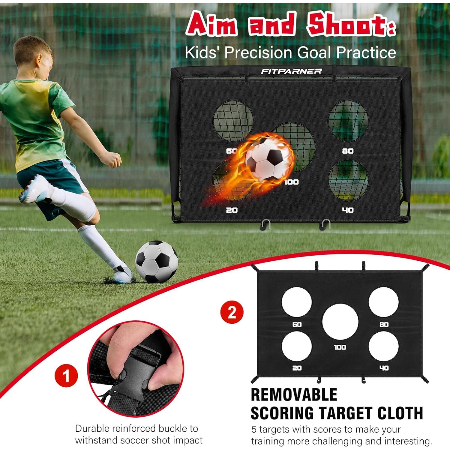 Portería de Fútbol Infantil FITPARNER 4x3FT Portátil con Balón