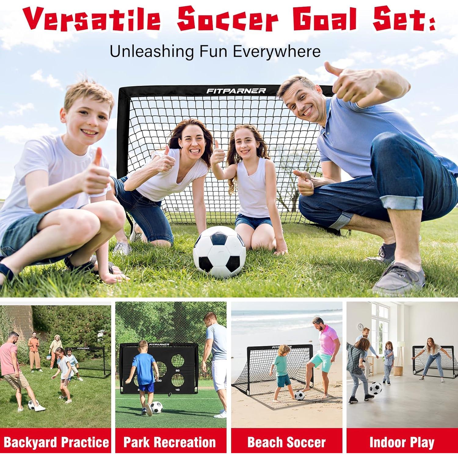 Portería de Fútbol Infantil FITPARNER 4x3FT Portátil con Balón