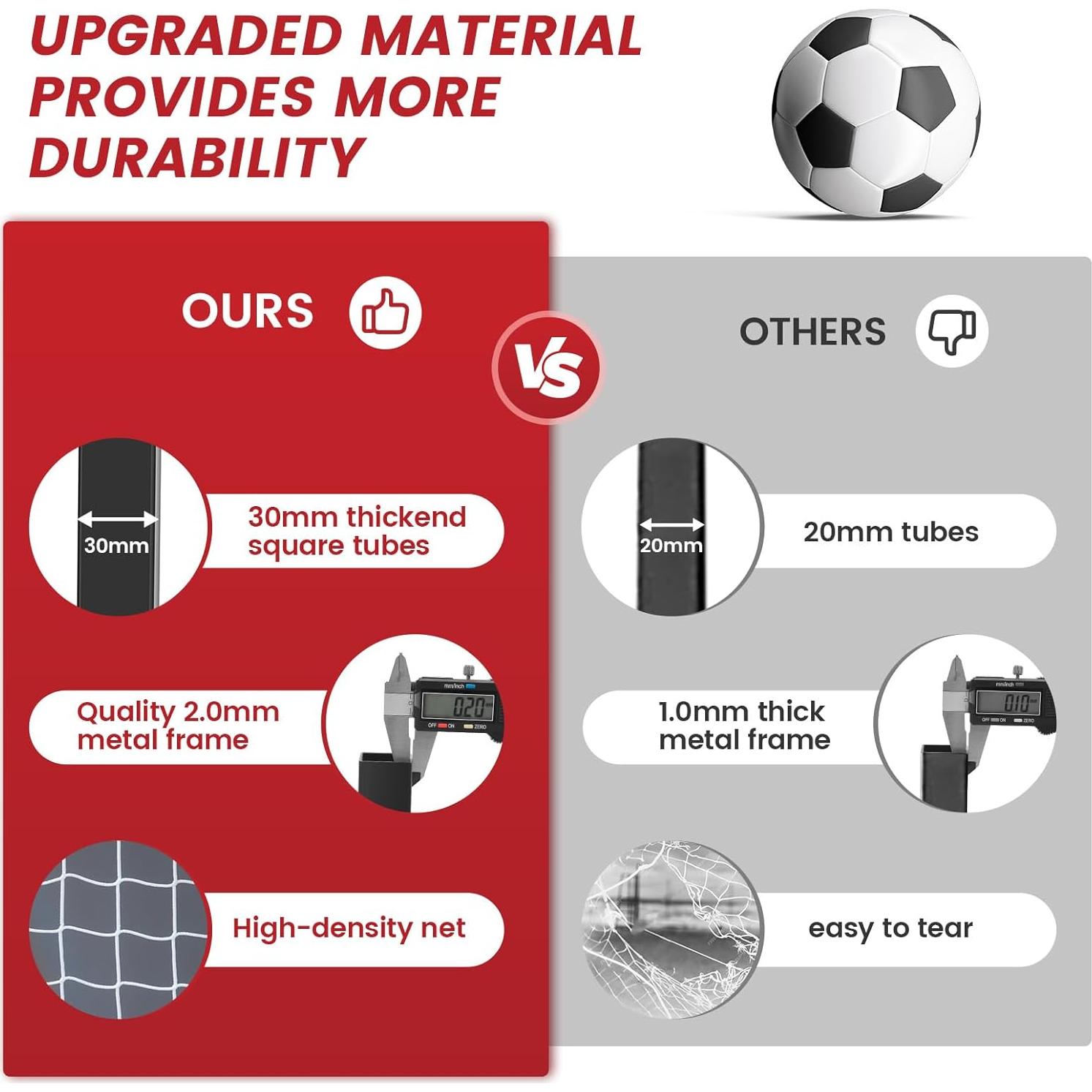 Portería de Fútbol Bearwill 12x6FT Portátil con Bolsa