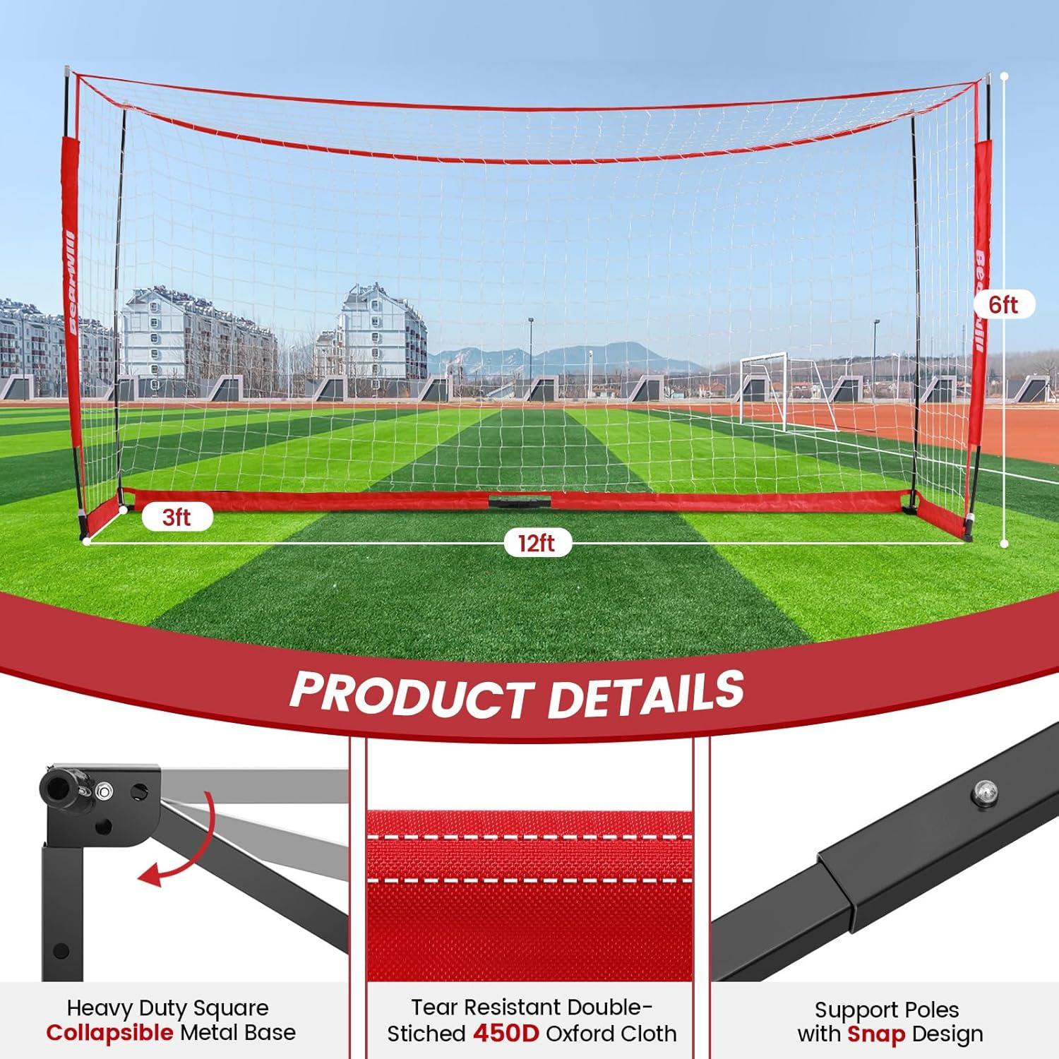 Portería de Fútbol Bearwill 12x6FT Portátil con Bolsa
