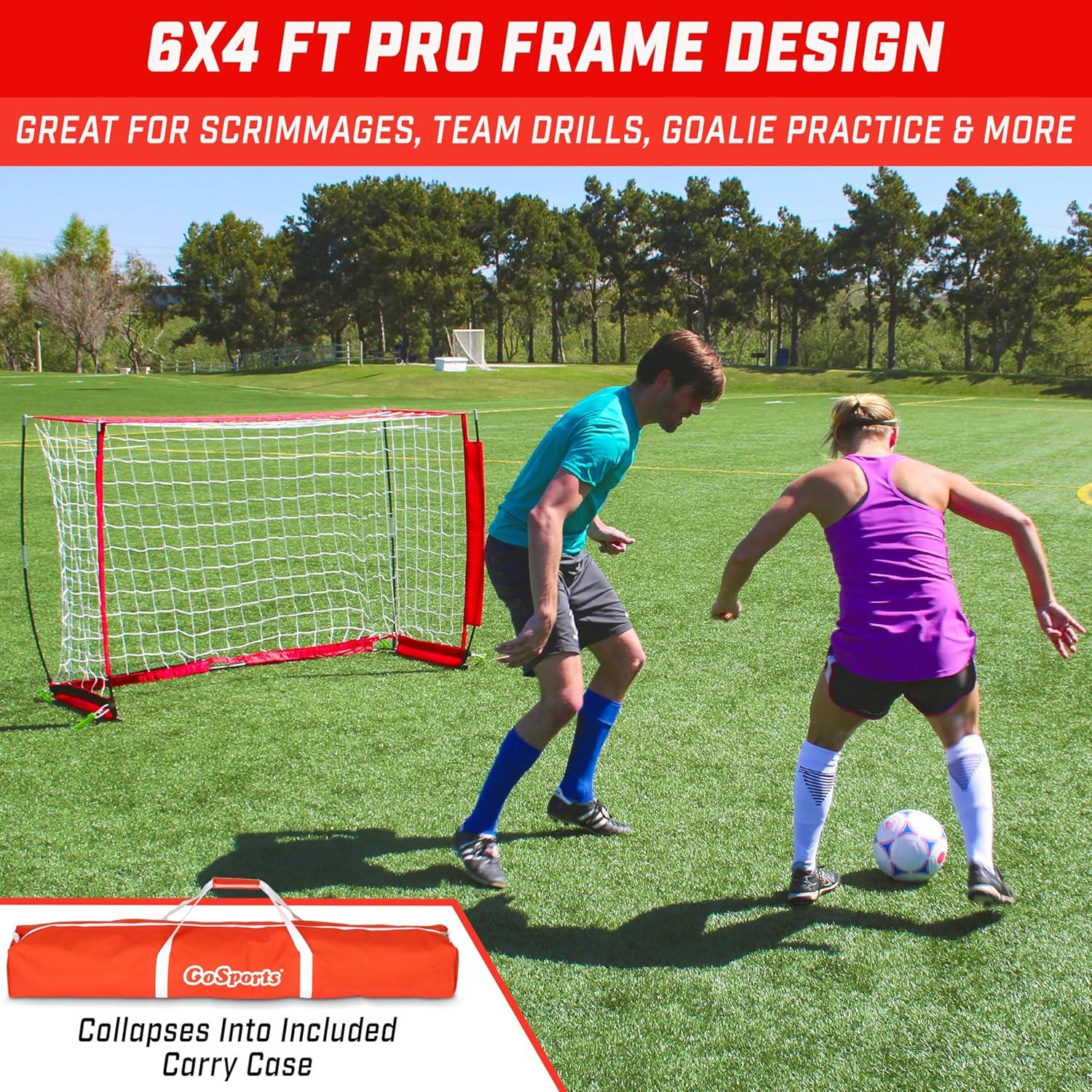 Portería de Fútbol GoSports Elite 6x4 pies con Accesorios