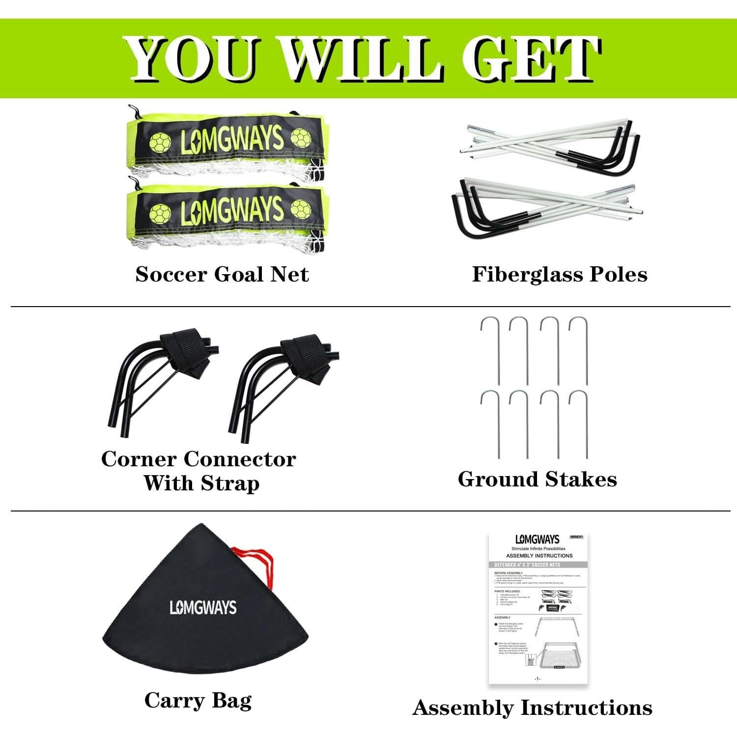 Portería de Fútbol LOMGWAYS 1.22x0.91m Plegable para Niños