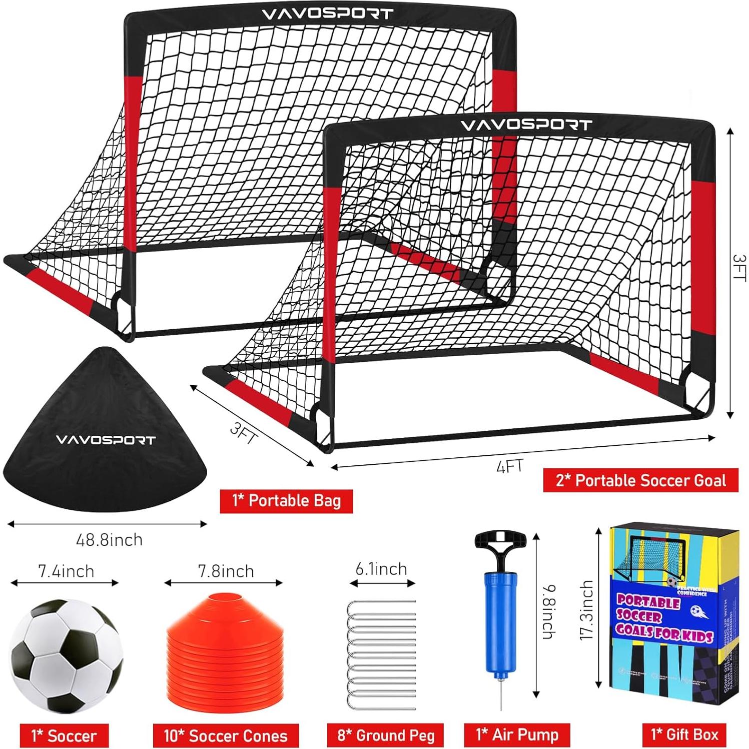 Porterías de Fútbol VAVOSPORT 4x3 para Niños - Set Completo