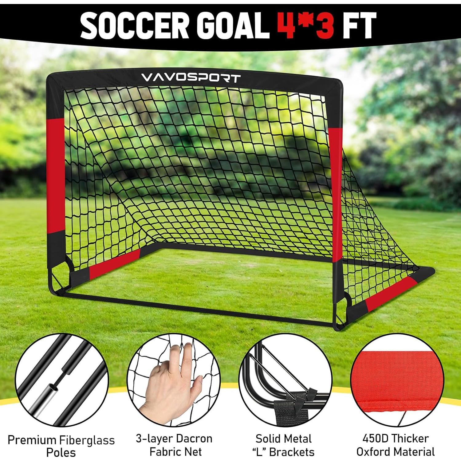 Porterías de Fútbol VAVOSPORT 4x3 para Niños - Set Completo