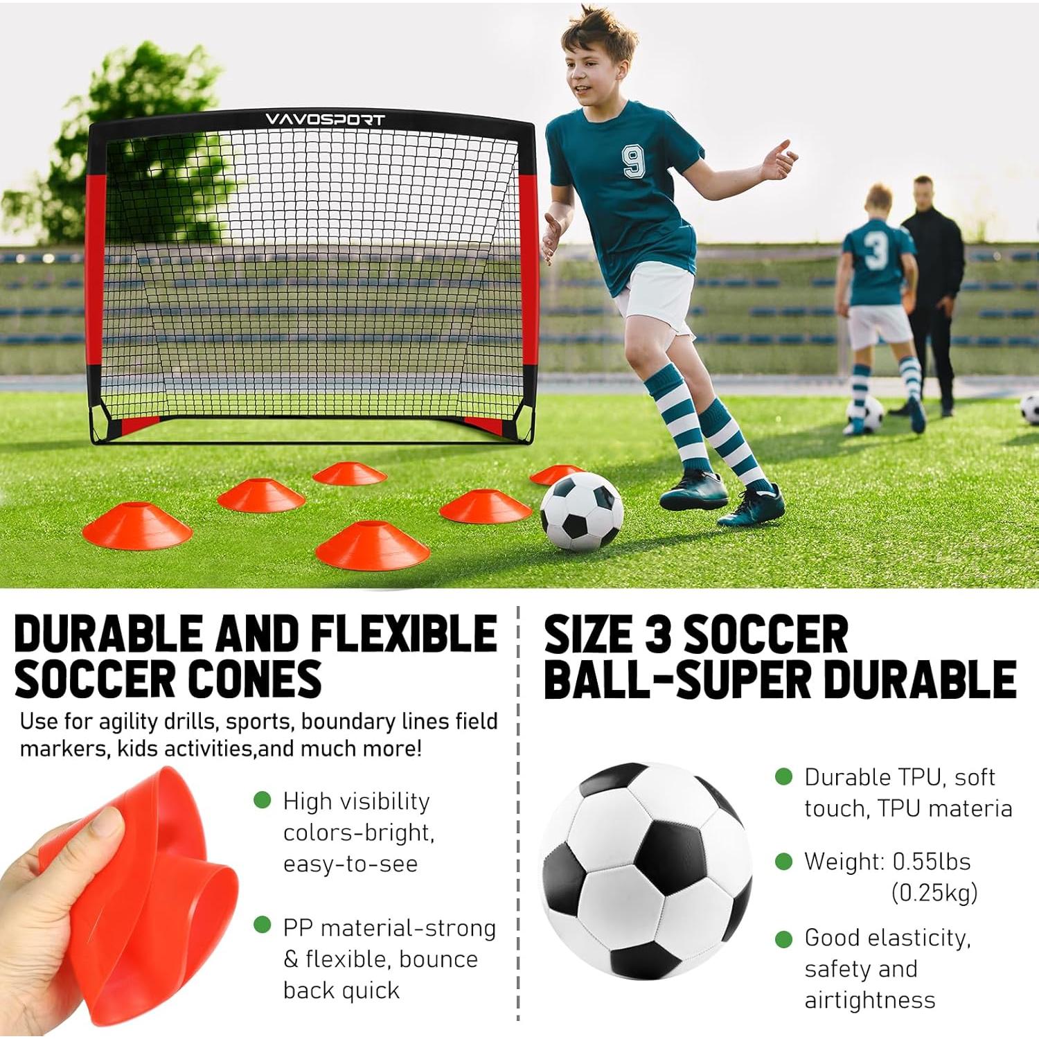 Porterías de Fútbol VAVOSPORT 4x3 para Niños - Set Completo