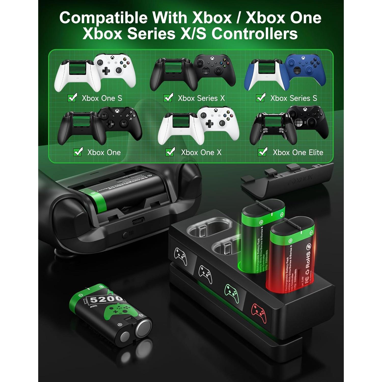 Paquete de Batería Recargable Honghao para Xbox 4x5200mAh