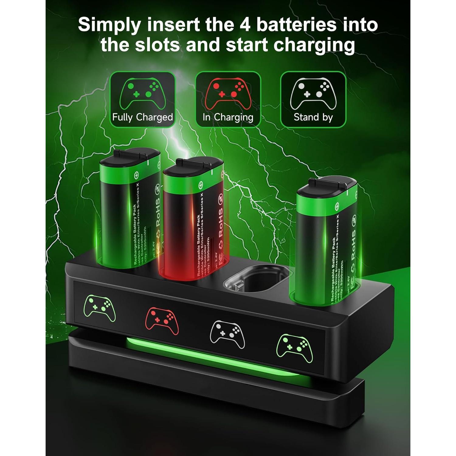 Paquete de Batería Recargable Honghao para Xbox 4x5200mAh