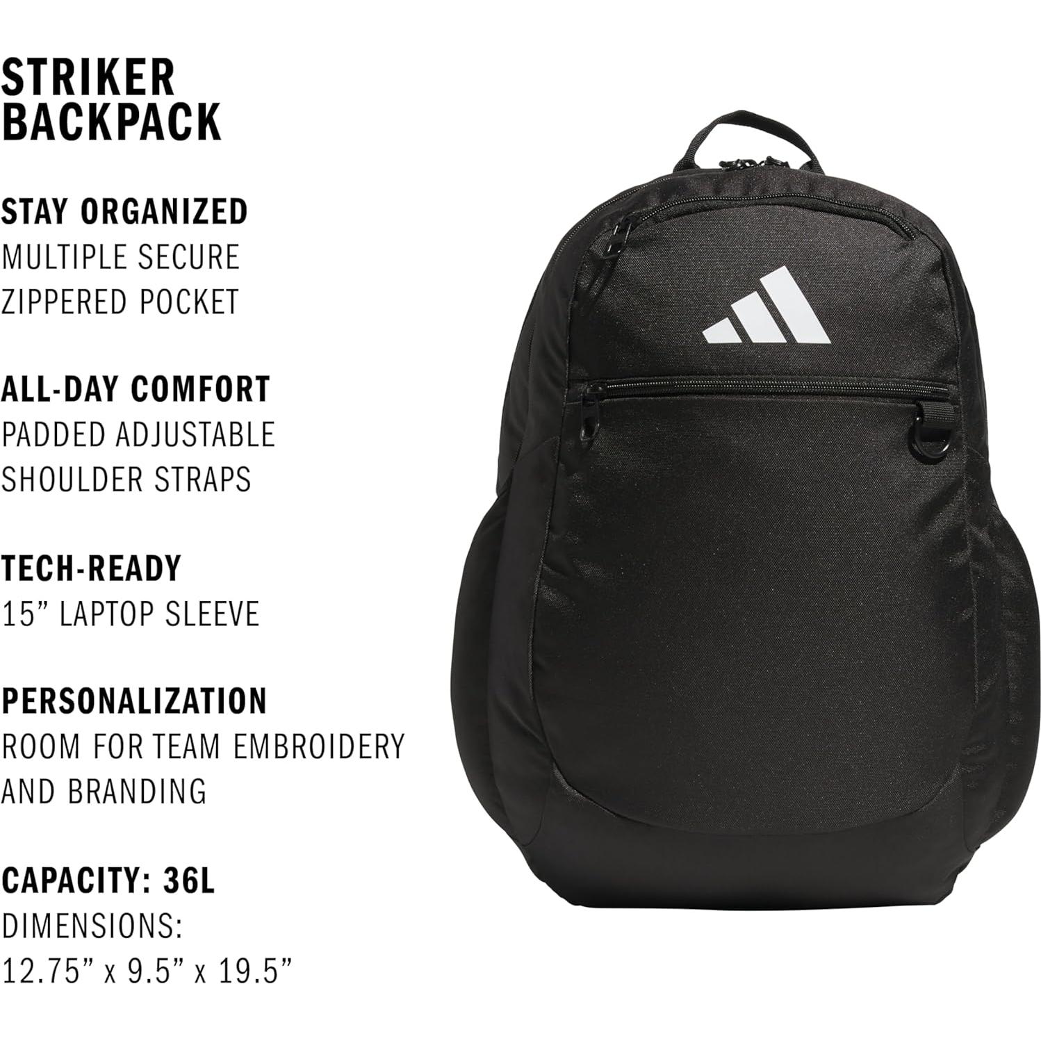 Mochila deportiva Adidas Striker Team unisex 36L negra