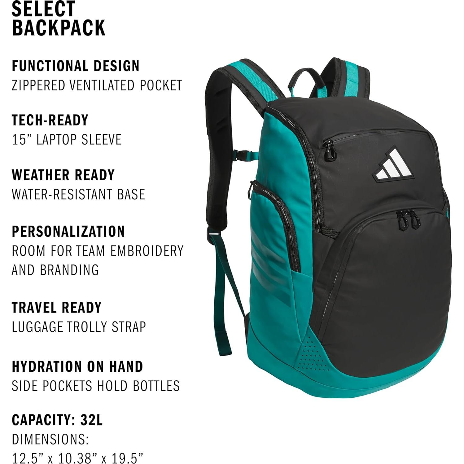 Mochila de Baloncesto Adidas Select Unisex 32L Resistente al Agua