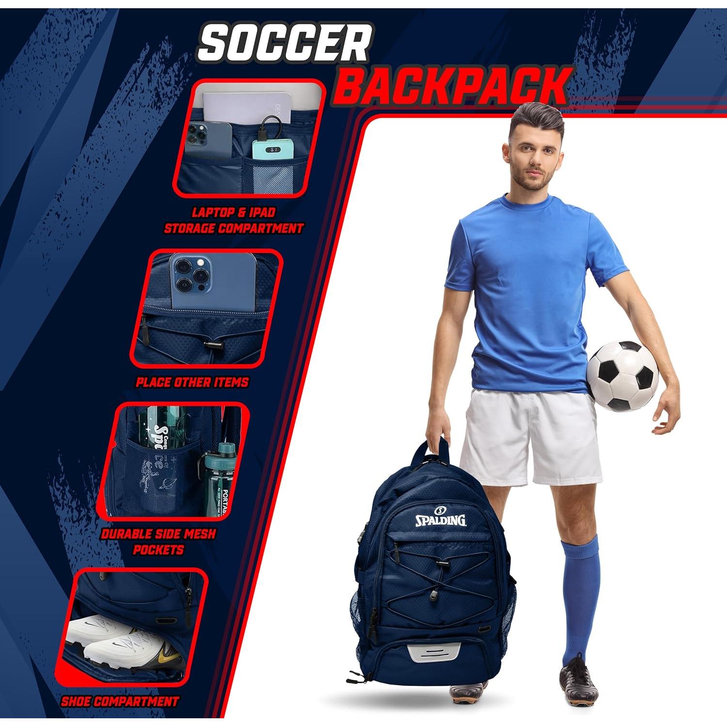 Mochila de Fútbol Spalding Azul 30L con Compartimento para Balón