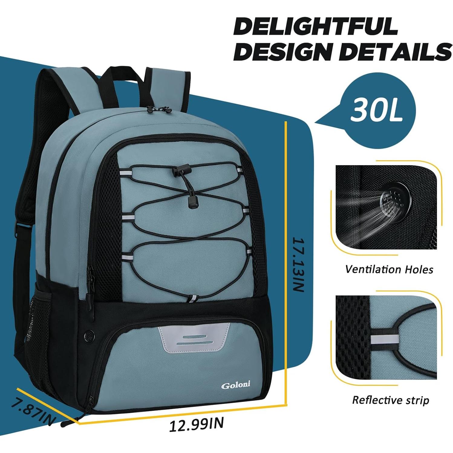 Mochila Deportiva Goloni para Fútbol y Baloncesto 30L Azul