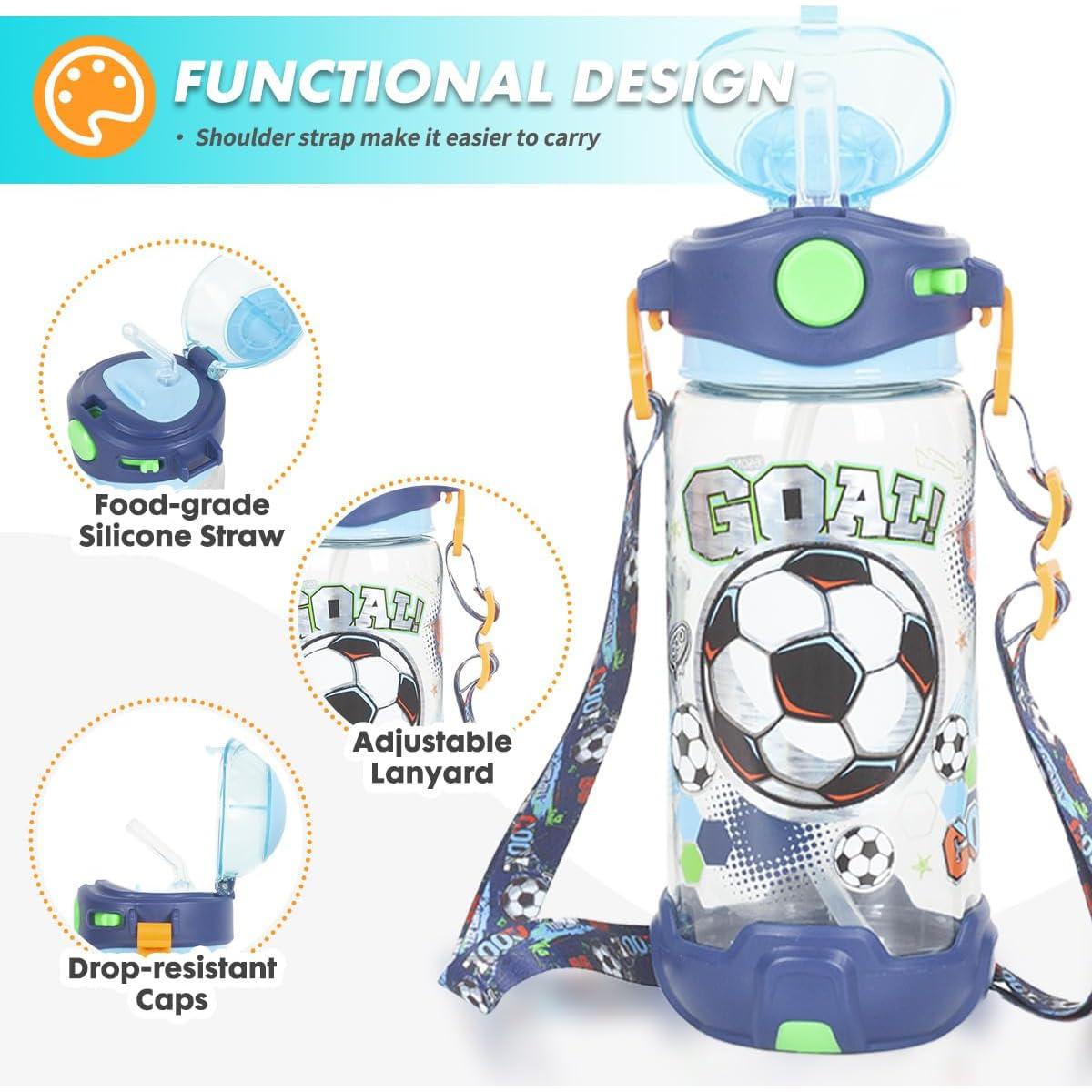 Botella de Agua Reutilizable YOYTOO 650ml con Popote y Tapa a Prueba de Fugas