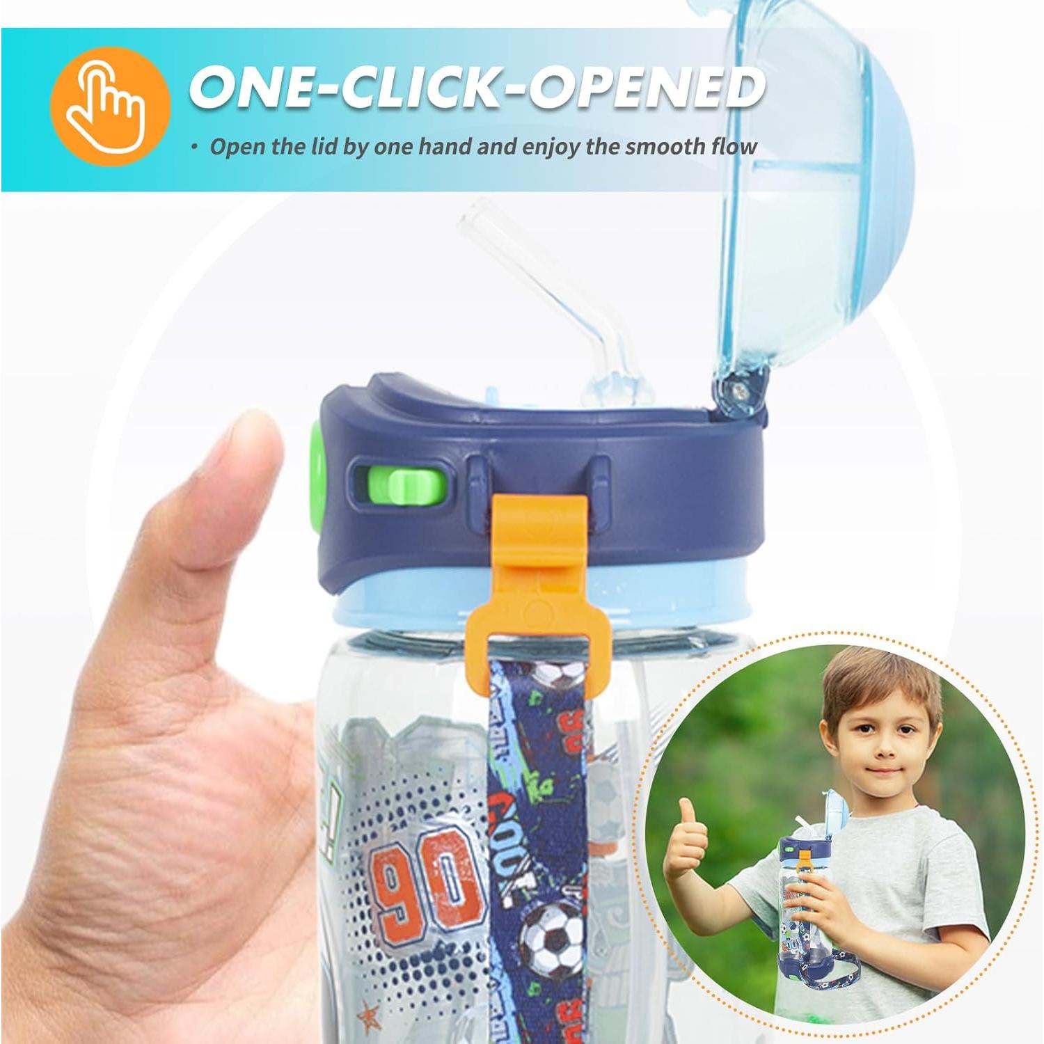 Botella de Agua Reutilizable YOYTOO 650ml con Popote y Tapa a Prueba de Fugas