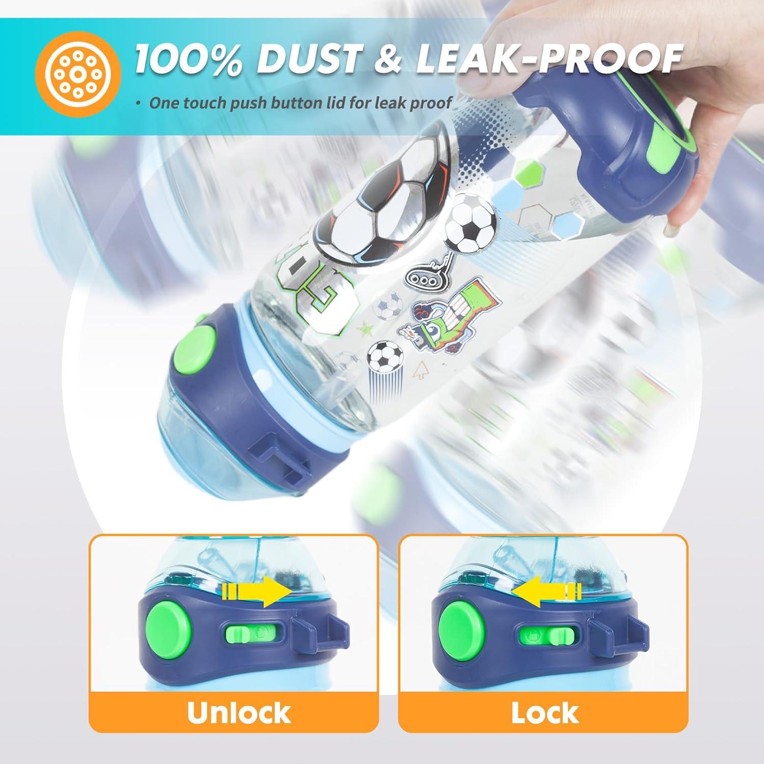 Botella de Agua Reutilizable YOYTOO 650ml con Popote y Tapa a Prueba de Fugas