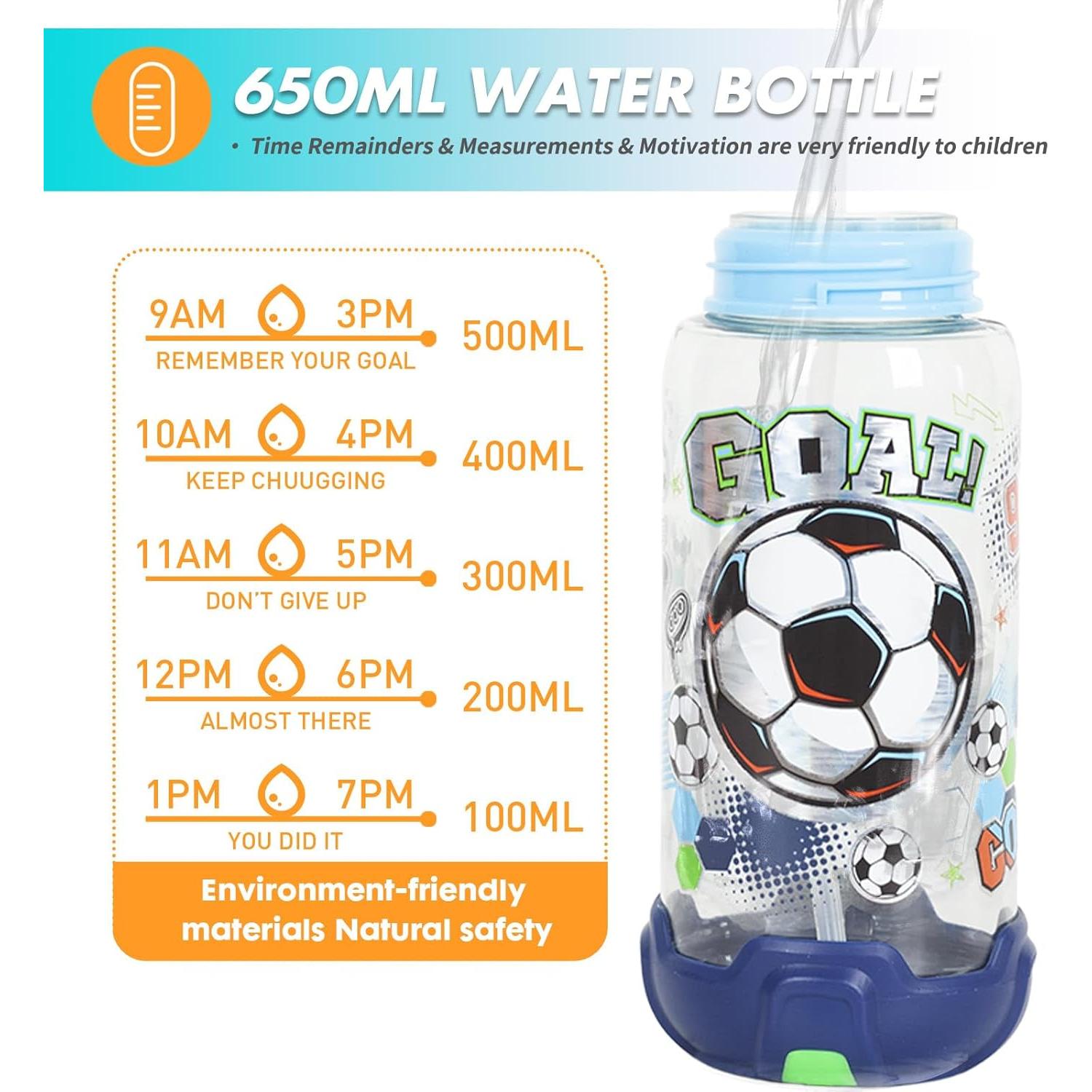 Botella de Agua Reutilizable YOYTOO 650ml con Popote y Tapa a Prueba de Fugas