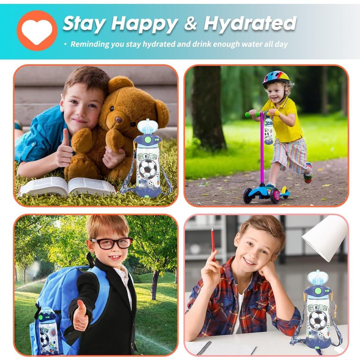 Botella de Agua Reutilizable YOYTOO 650ml con Popote y Tapa a Prueba de Fugas