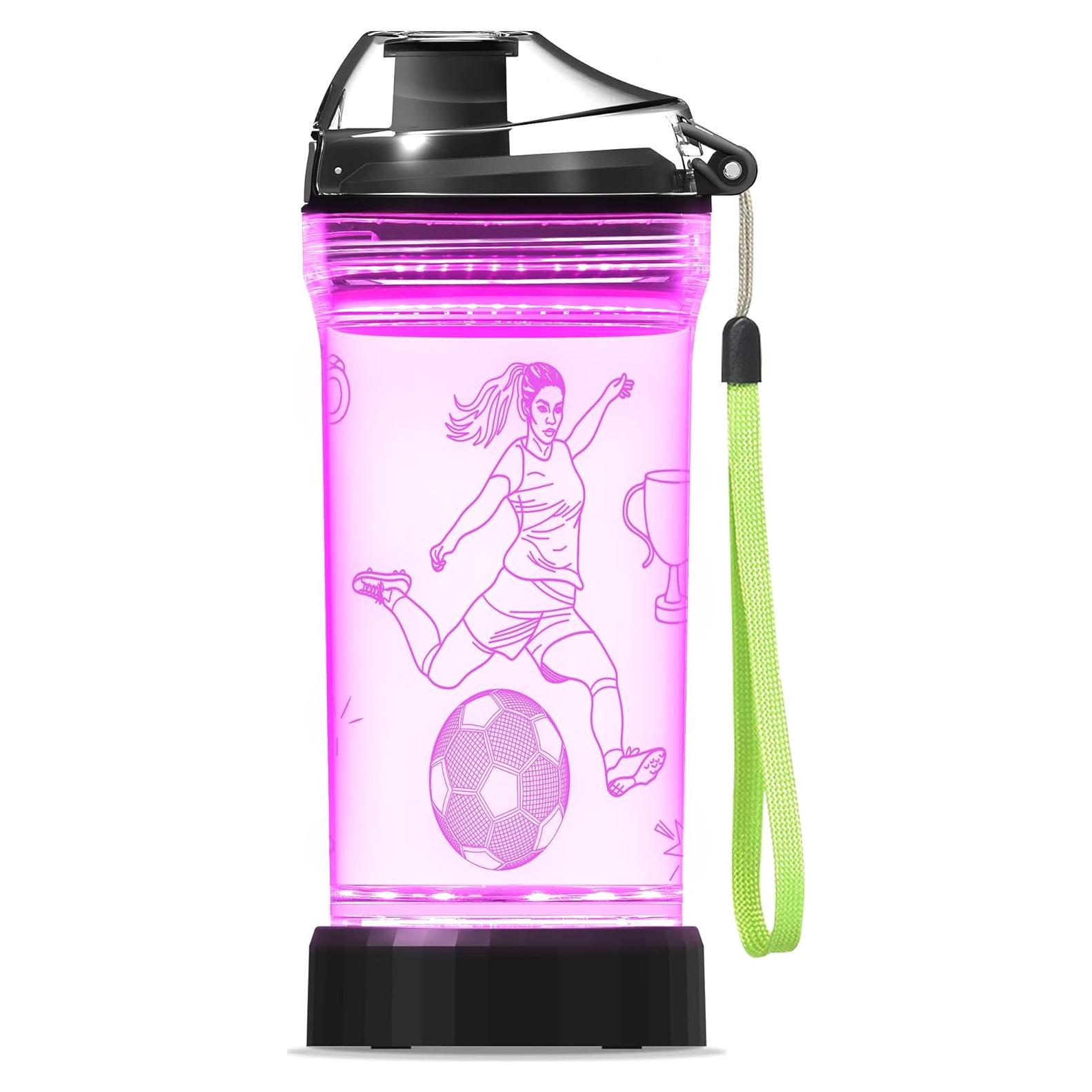 Botella de Agua Iluminada OkiyiD Fútbol 414 ml LED 3D