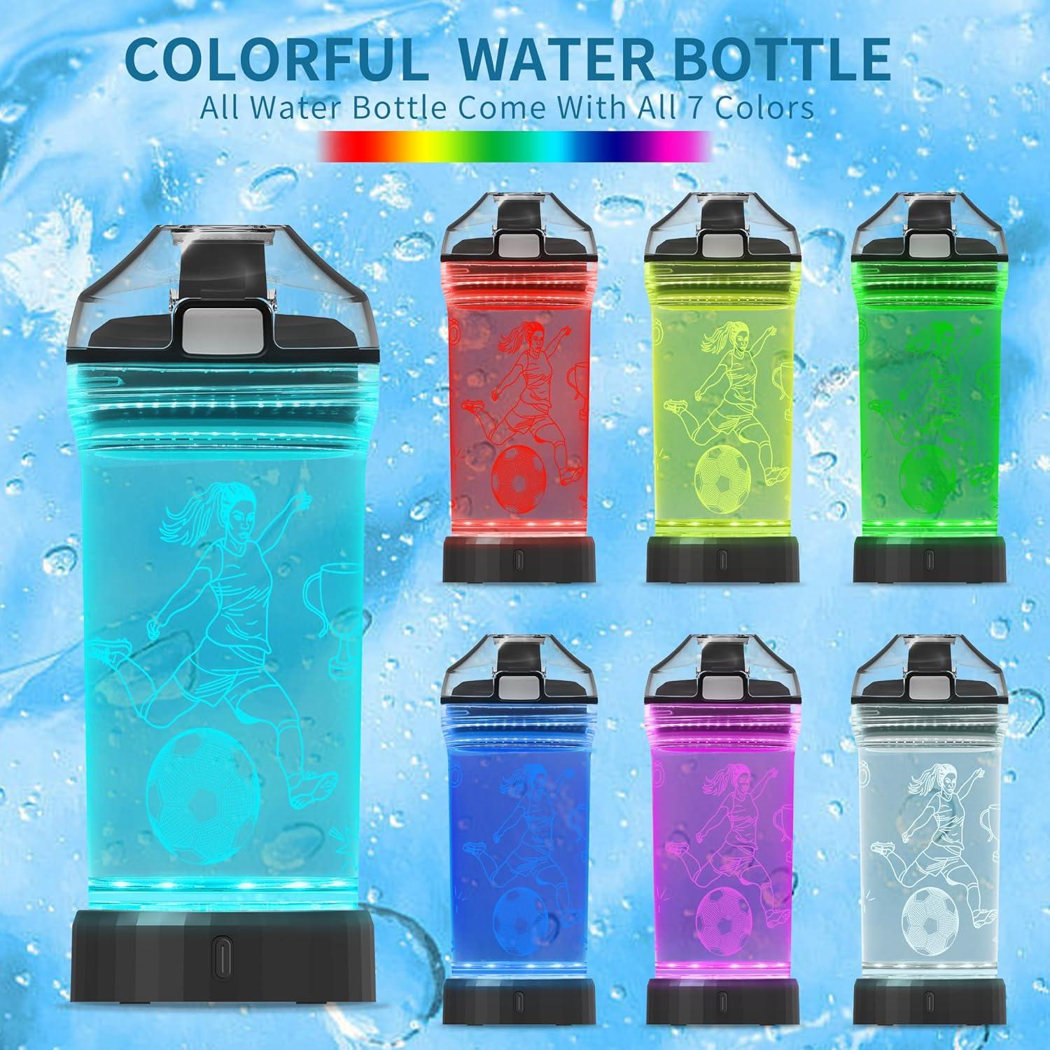 Botella de Agua Iluminada OkiyiD Fútbol 414 ml LED 3D