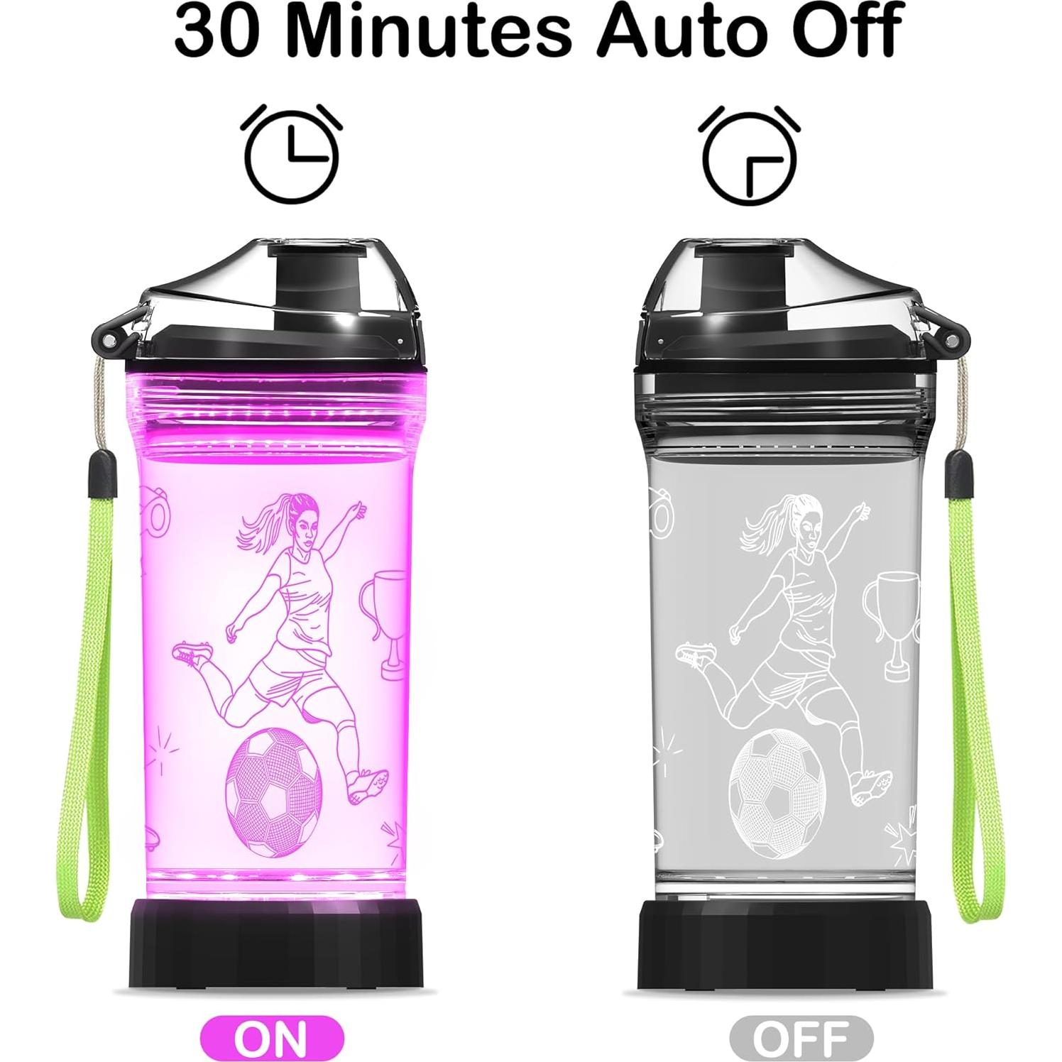 Botella de Agua Iluminada OkiyiD Fútbol 414 ml LED 3D