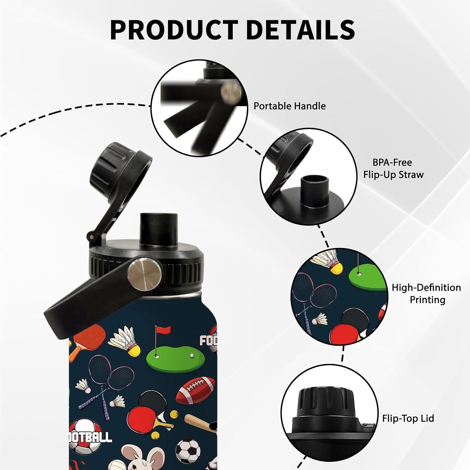 Botella de Agua Deportiva Uibunoo 32oz Acero Inoxidable