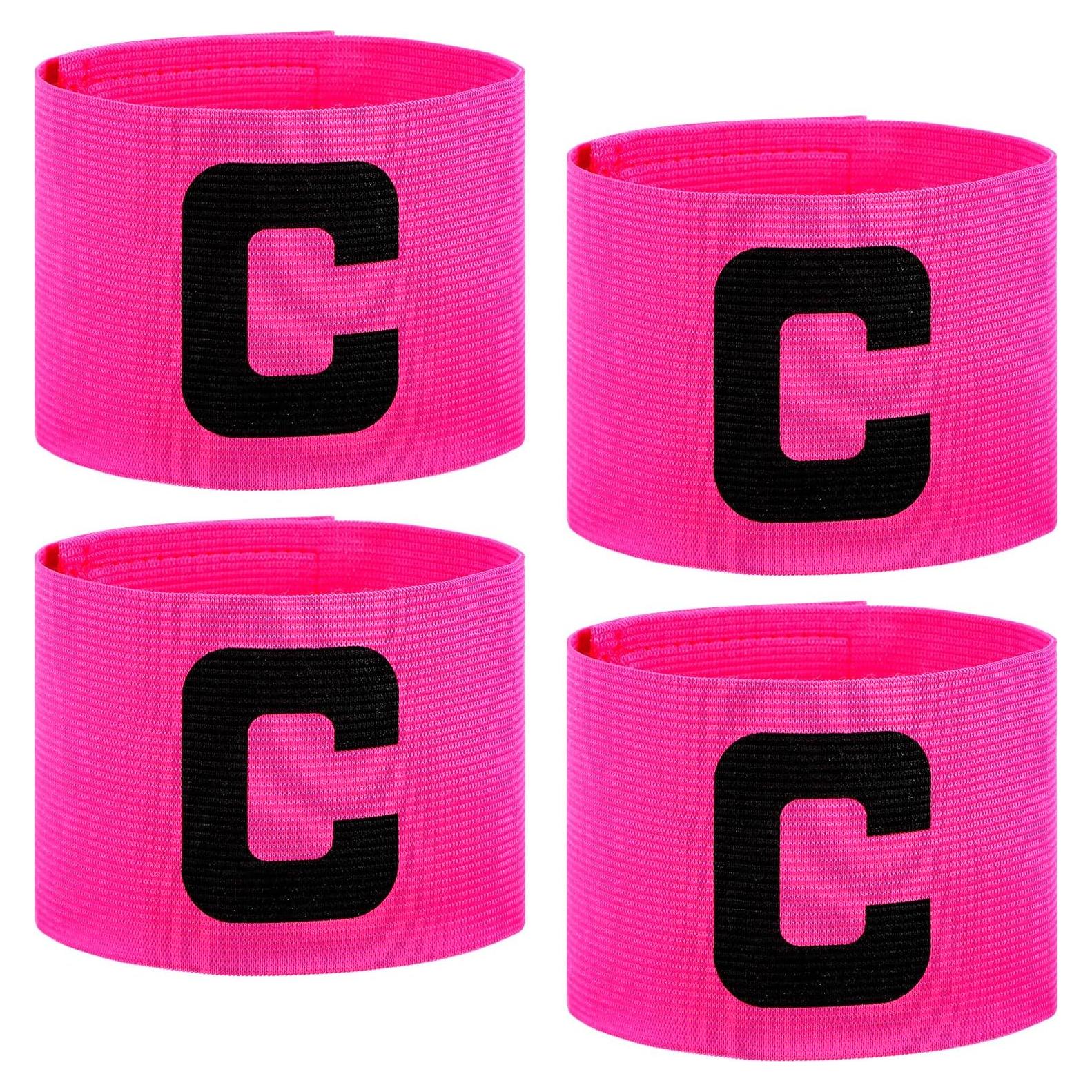 4 Brazaletes de Capitán Rosa SynHHergyx para Fútbol y Baloncesto