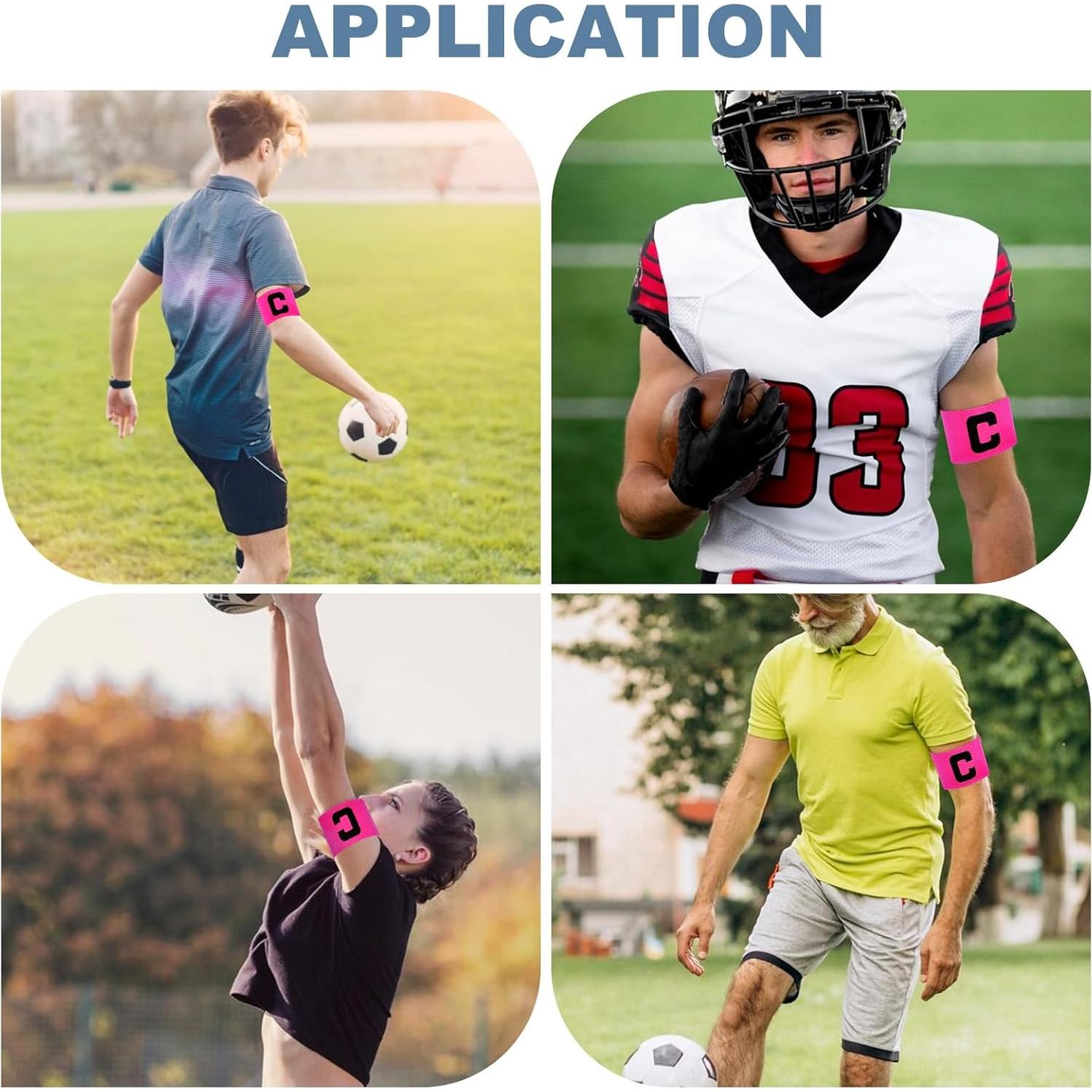 4 Brazaletes de Capitán Rosa SynHHergyx para Fútbol y Baloncesto