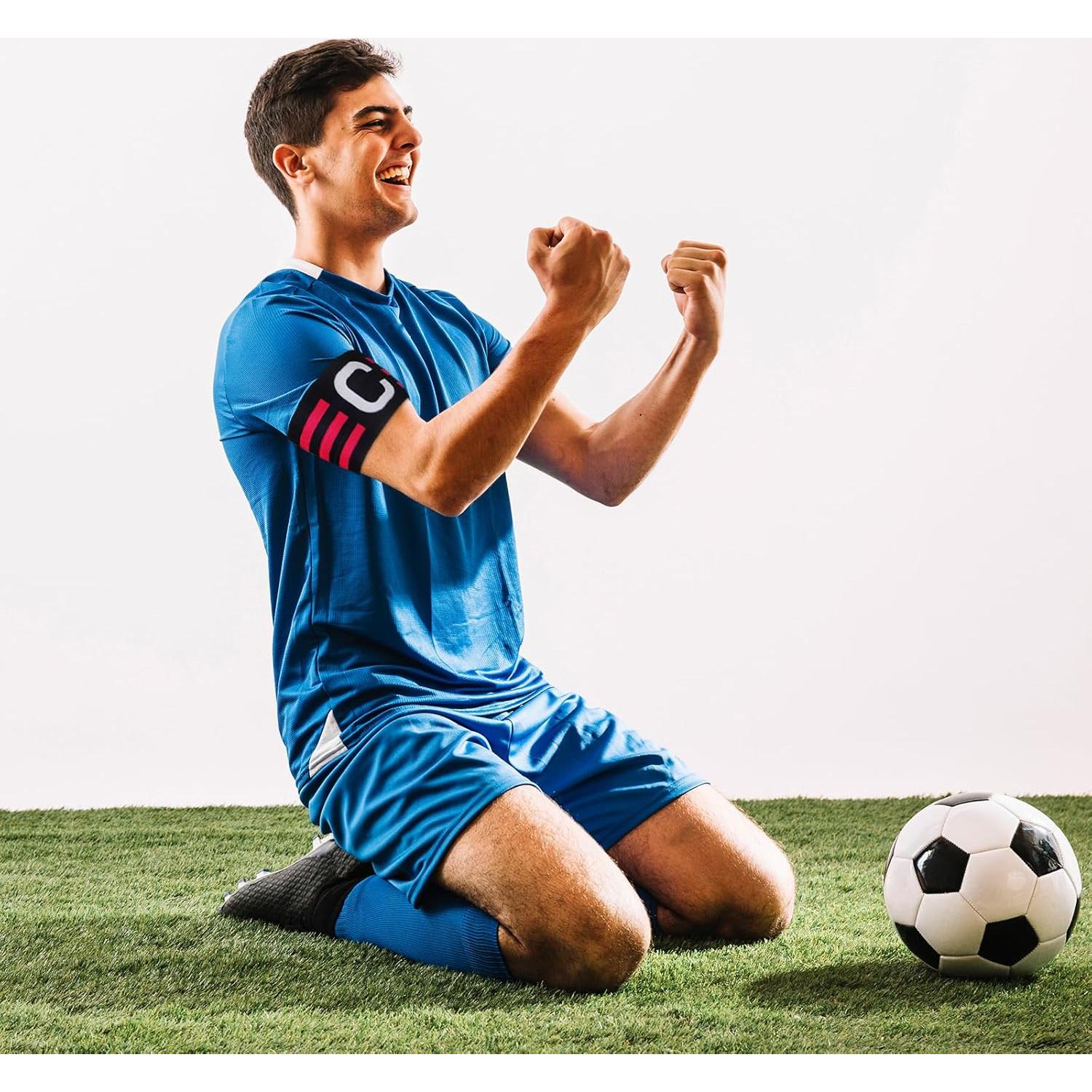 4 Brazaletes de Capitán de Fútbol LIOOBO Ajustables Nylon