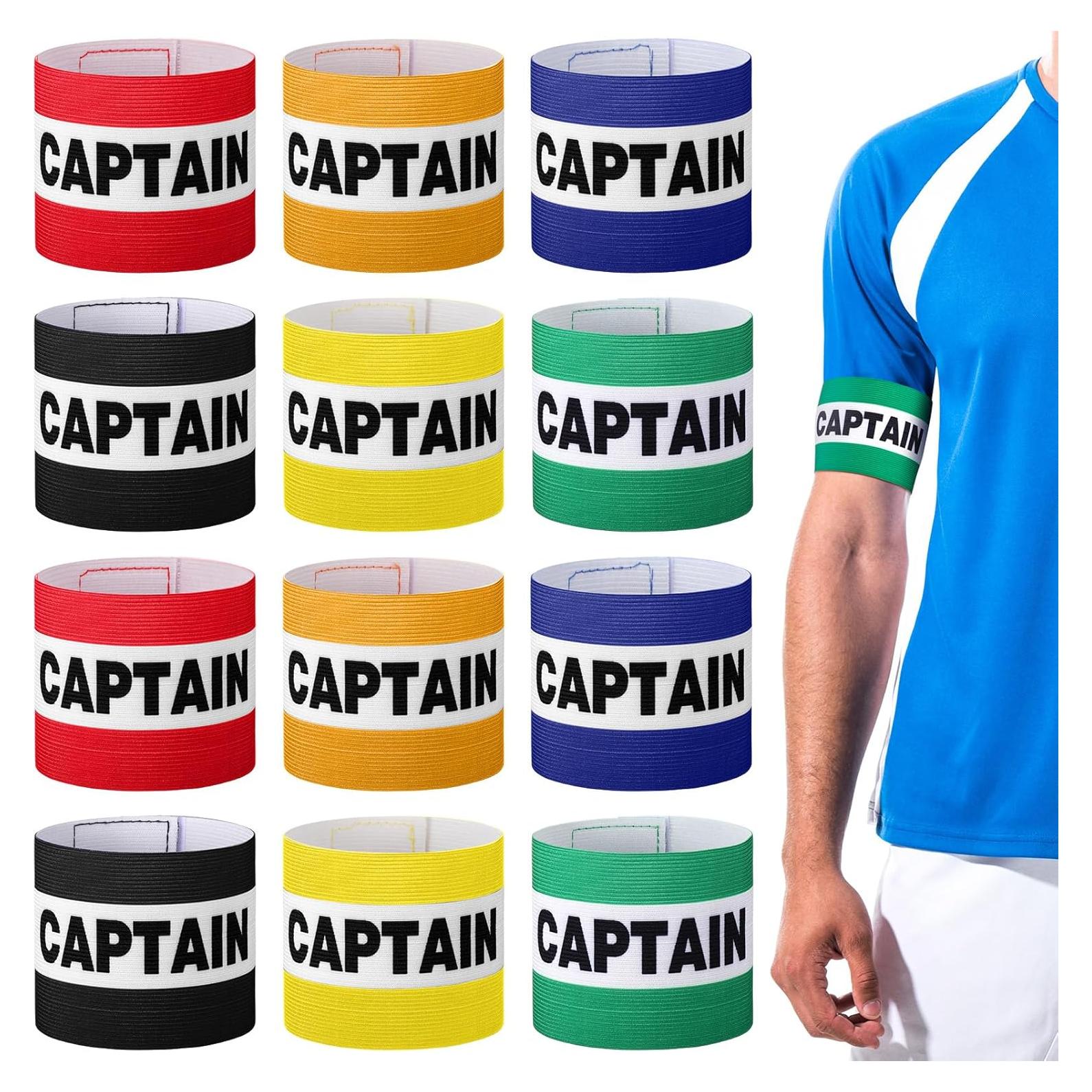 12 Brazaletes de Capitán de Fútbol Simgoing Ajustables 32x8cm
