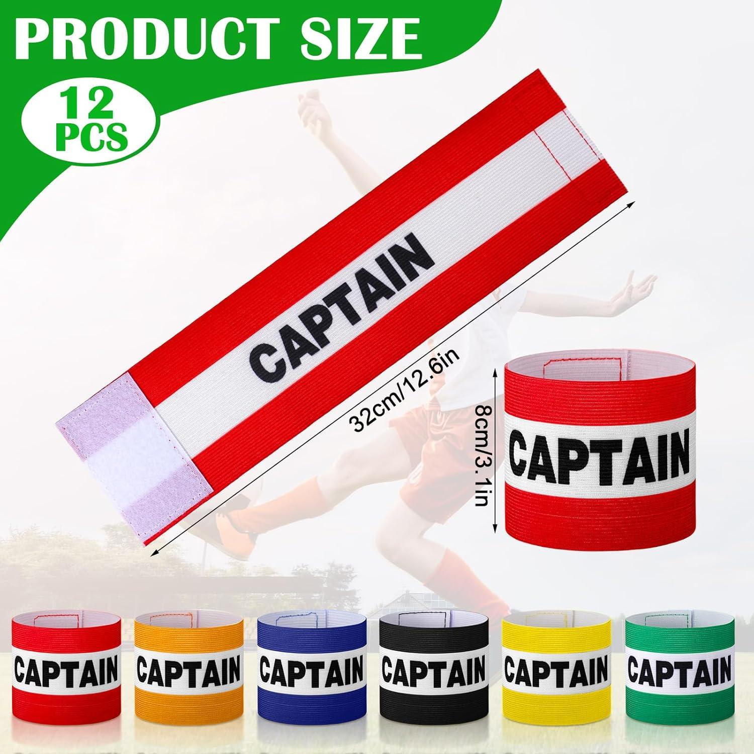 12 Brazaletes de Capitán de Fútbol Simgoing Ajustables 32x8cm