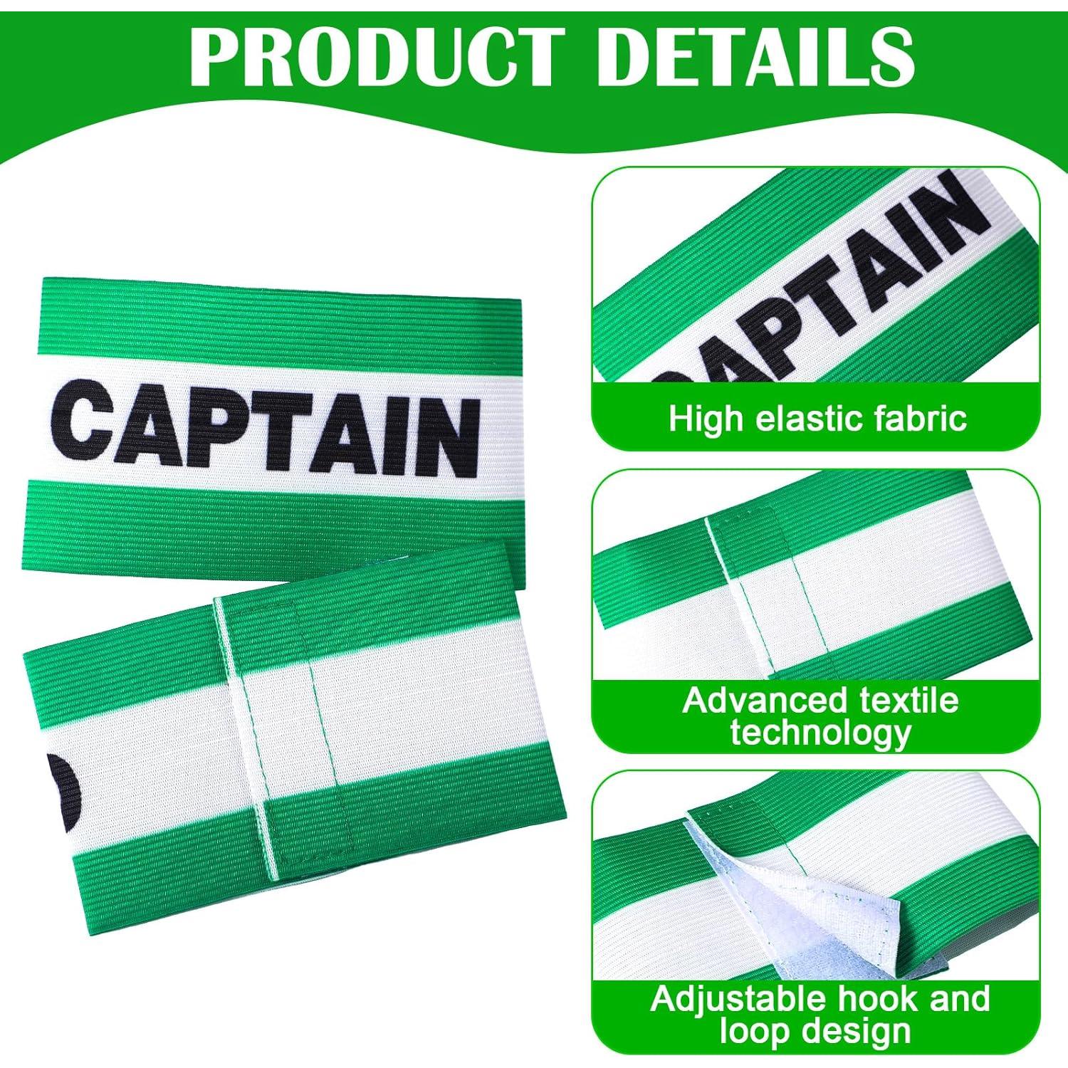 12 Brazaletes de Capitán de Fútbol Simgoing Ajustables 32x8cm