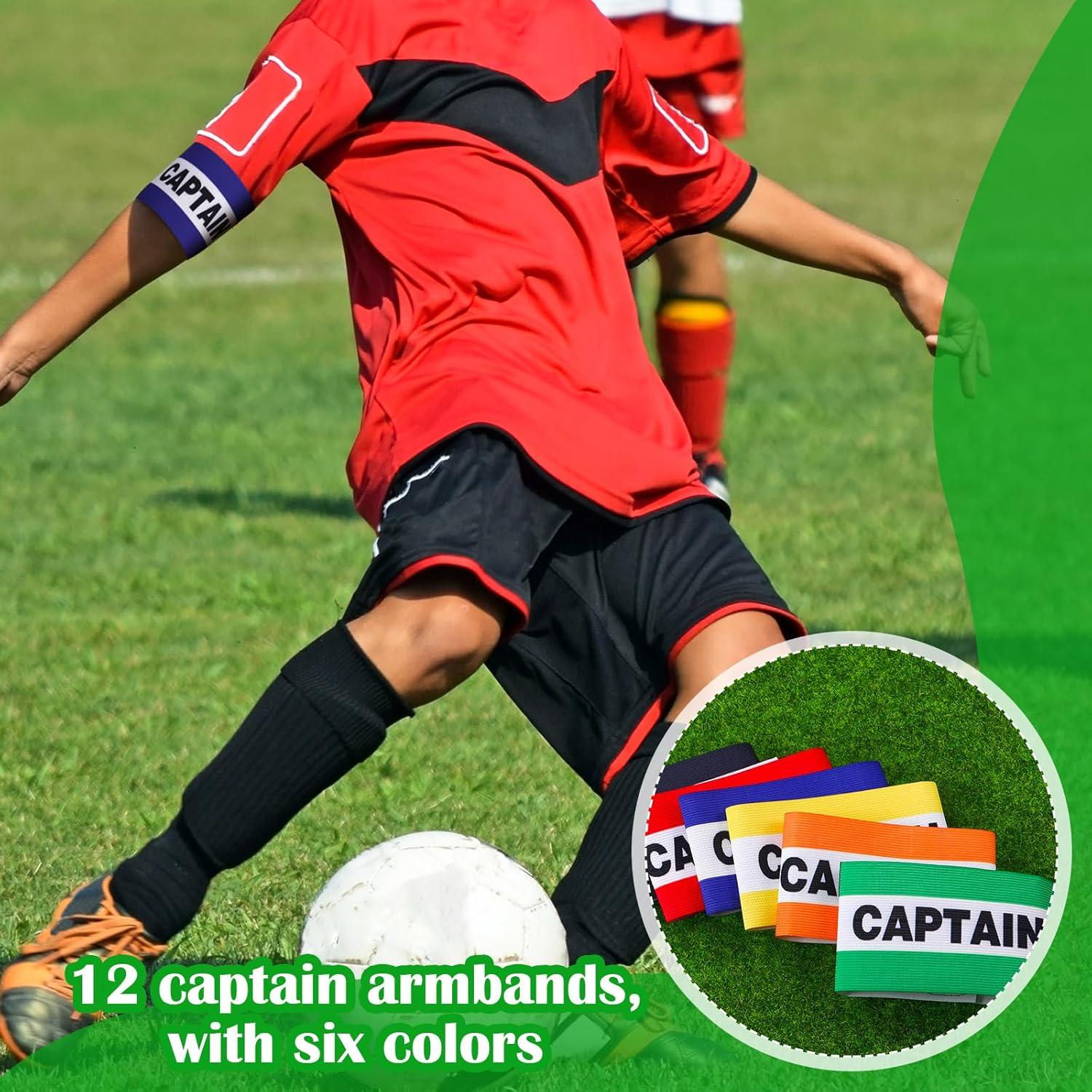 12 Brazaletes de Capitán de Fútbol Simgoing Ajustables 32x8cm